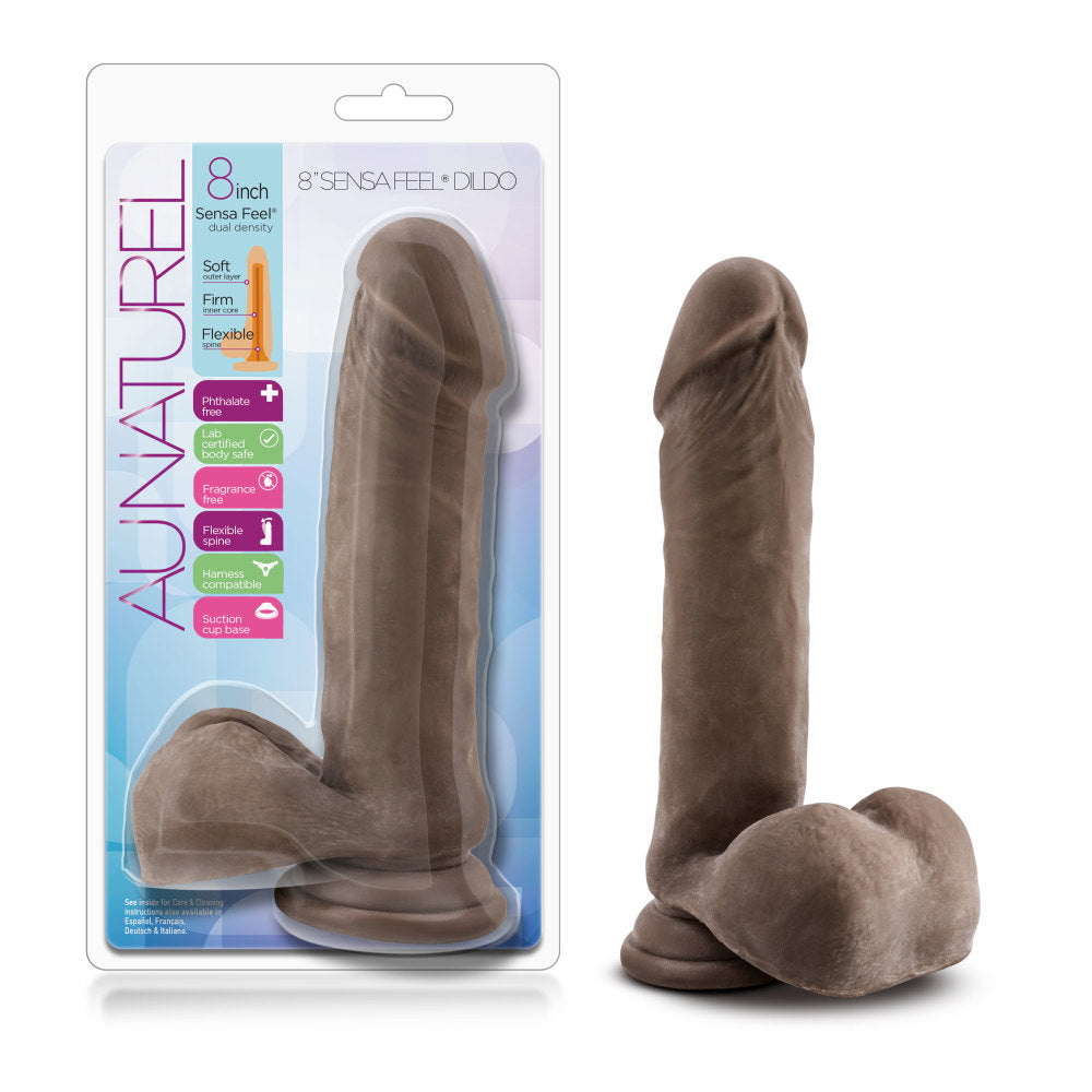 Au Naturel By Blush® | Realistic Chocolate 8-Inch Long Dildo With Balls & Suction Cup Base、mySite、bottomscart