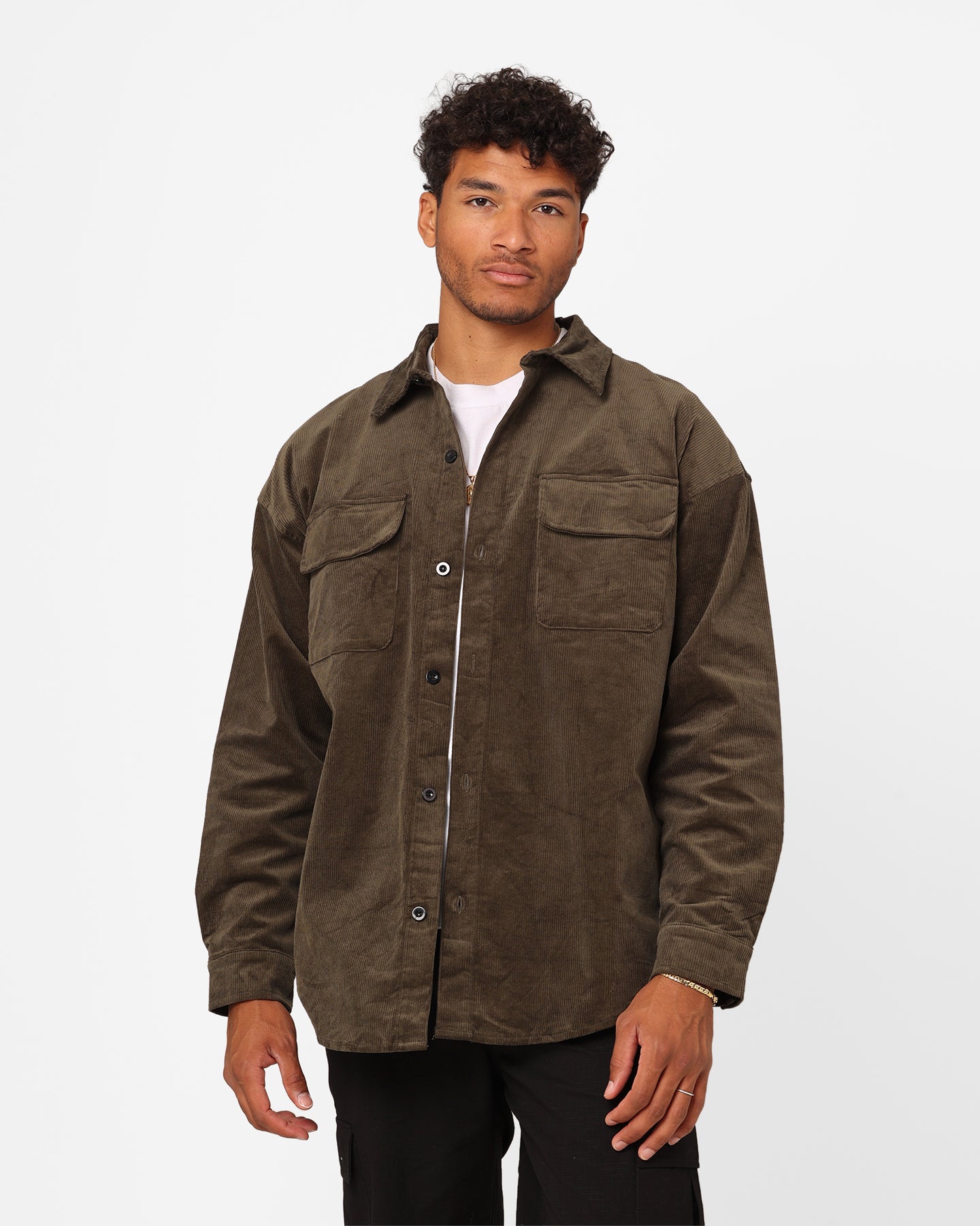 XXIII Emilio Corduroy Button Up Shirt Khaki、mySite、zt4zffjzw