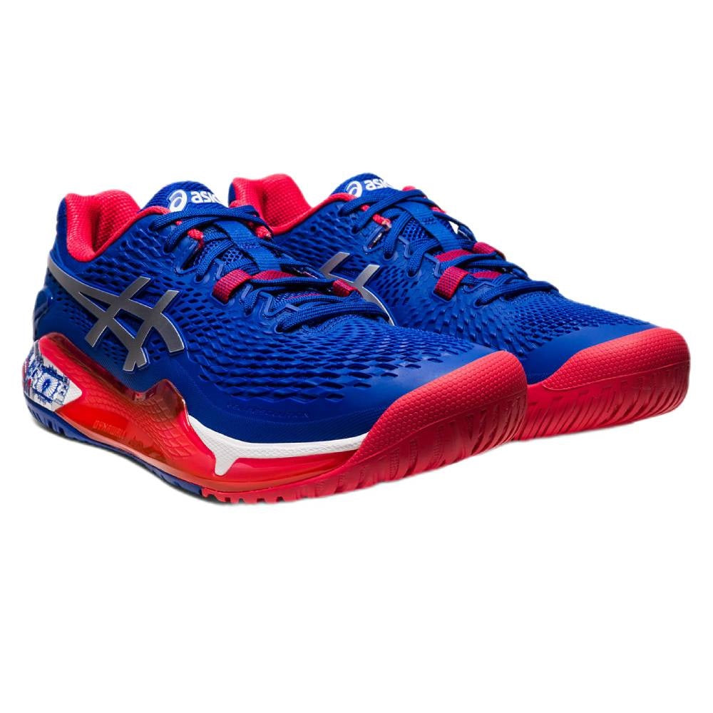 Asics Gel Resolution 9 London Wimbledon Edition Men's Tennis Shoe (Blue/Red)
