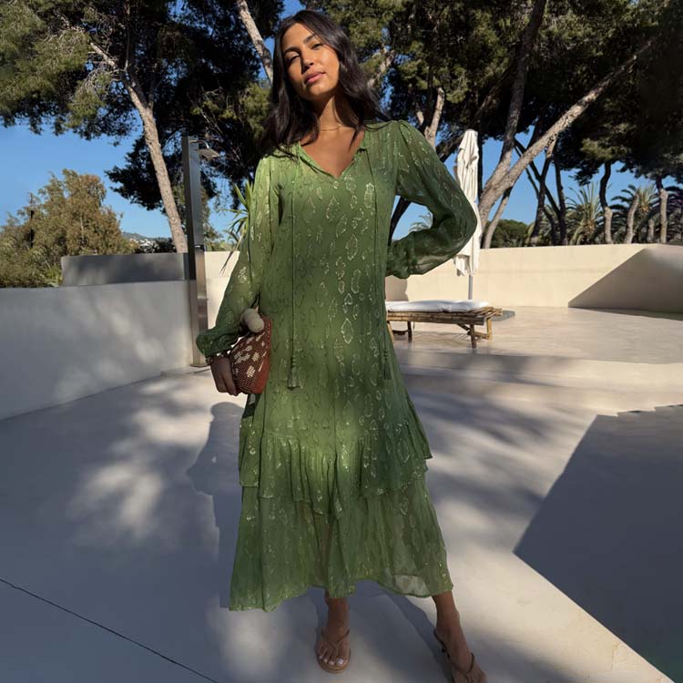 Green Jacquard Harmony Dress、mySite、solidvoid