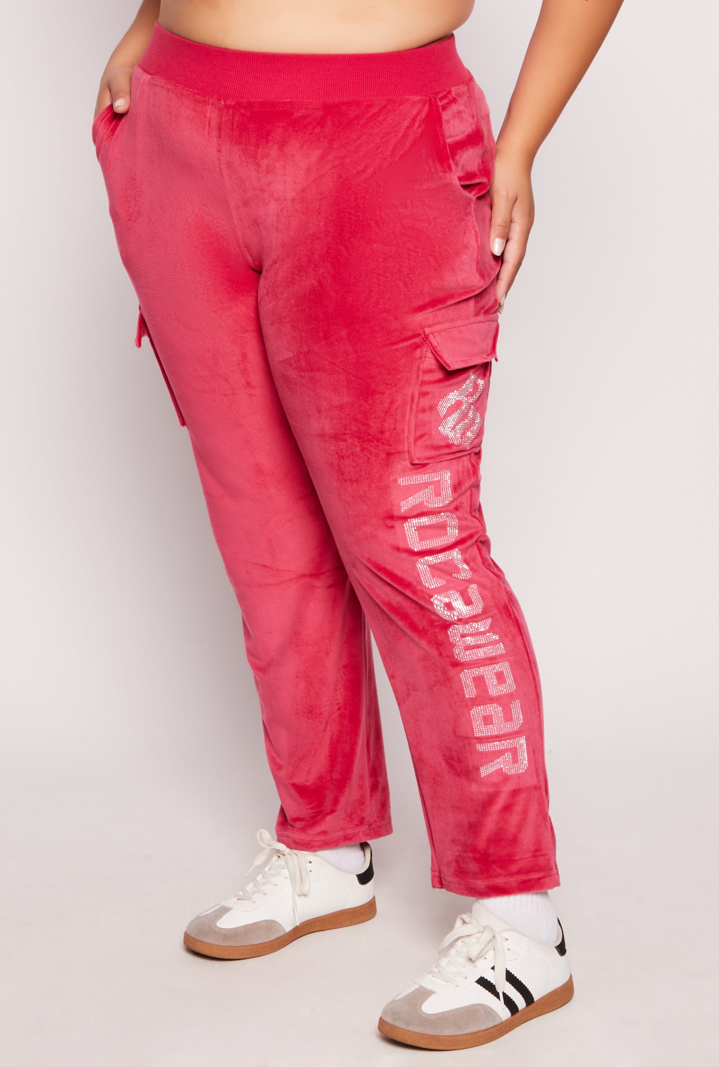 Plus Size Rocawear Rhinestone Velour Cargo Pants、mySite、camillekostekn