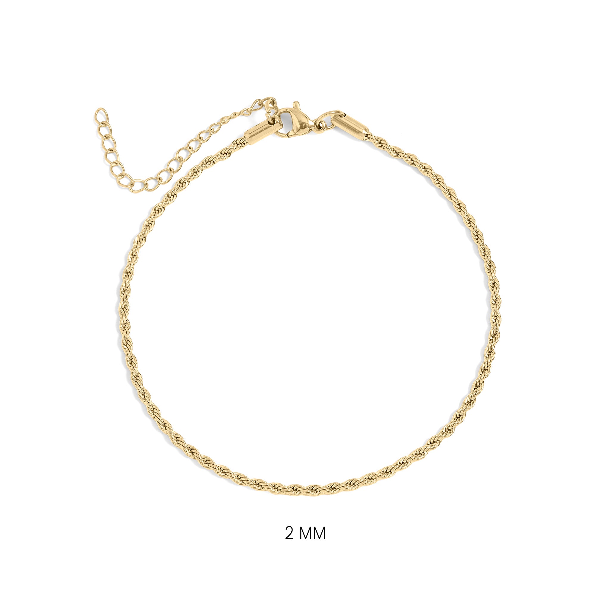 18K Gold PVD Stainless Steel Rope Chain Bracelet/Anklet / BRJ1000、mySite、dreamappss