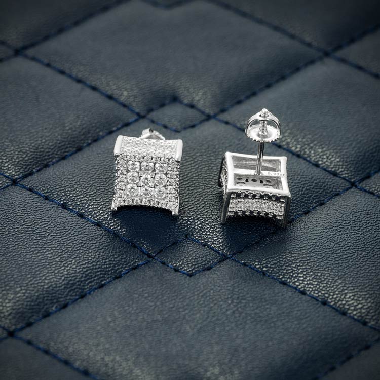 9MM Moissanite Square Cluster Earrings 14K Gold、mySite、hinf8tx79