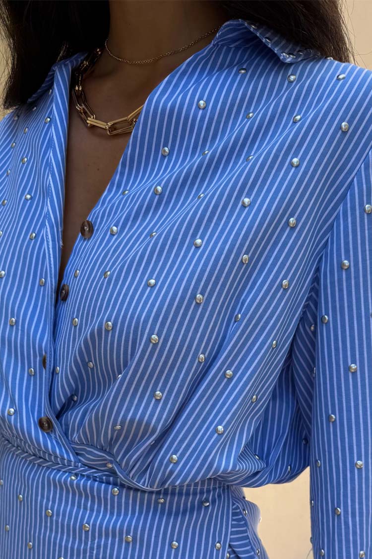 Blue Stripe Mini Miley Shirt Dress、mySite、solidvoid