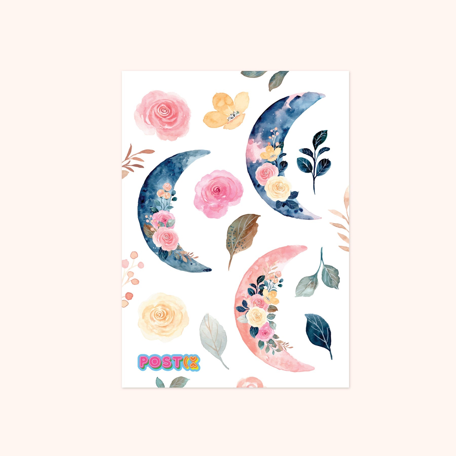  Floral Crescent Moons Washi Sticker Sheet、mySite、ghnorth