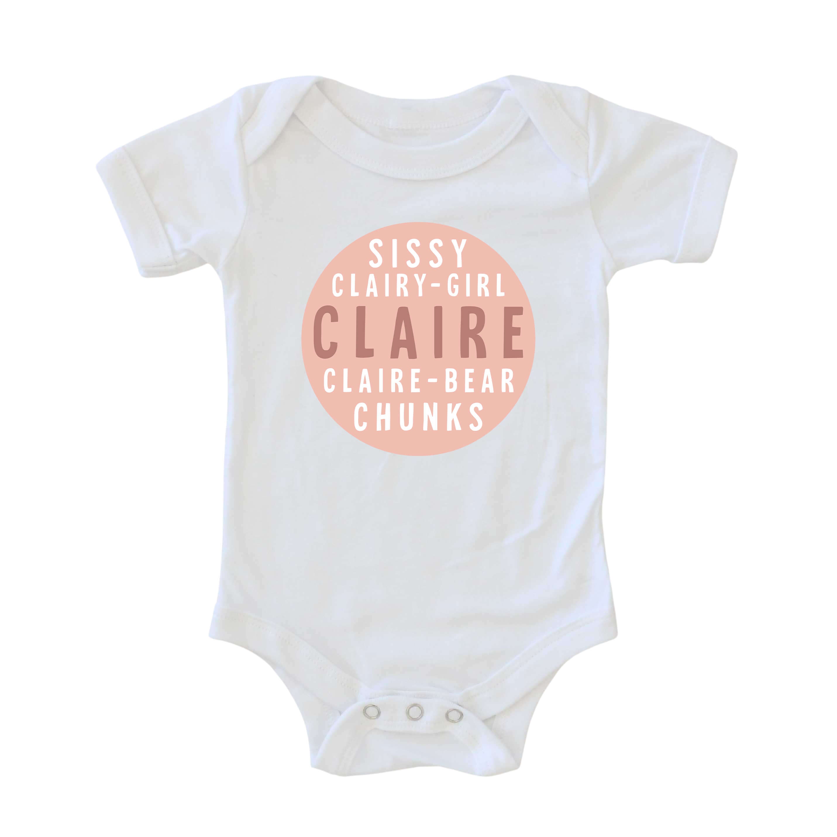  Personalized Pink Circle Name Graphic Bodysuit | White、mySite、layawaytickets
