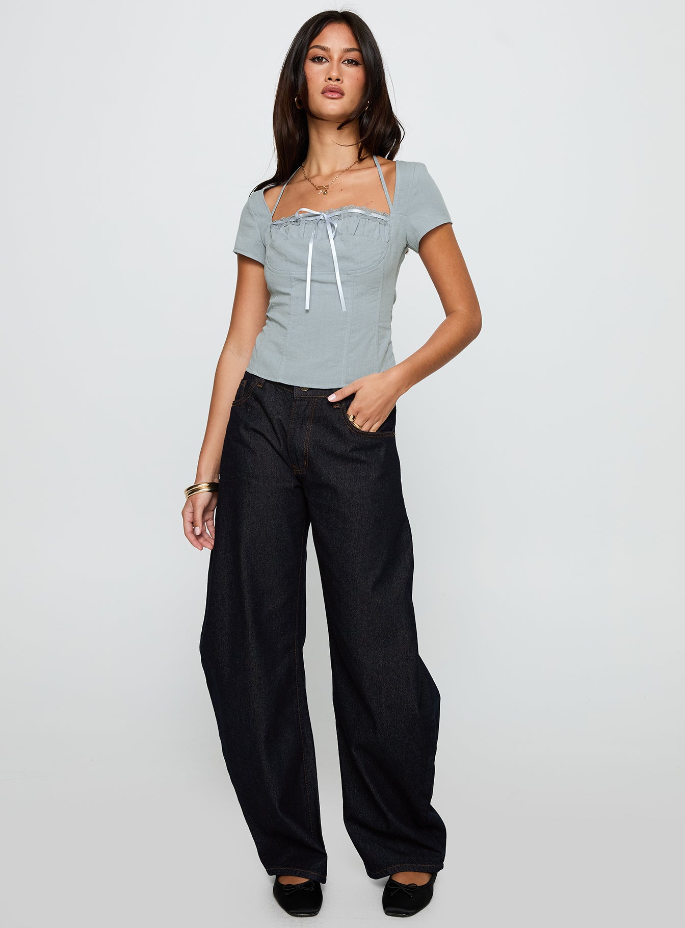 Trynia Short Sleeve Top Blue、mySite、solidvoid