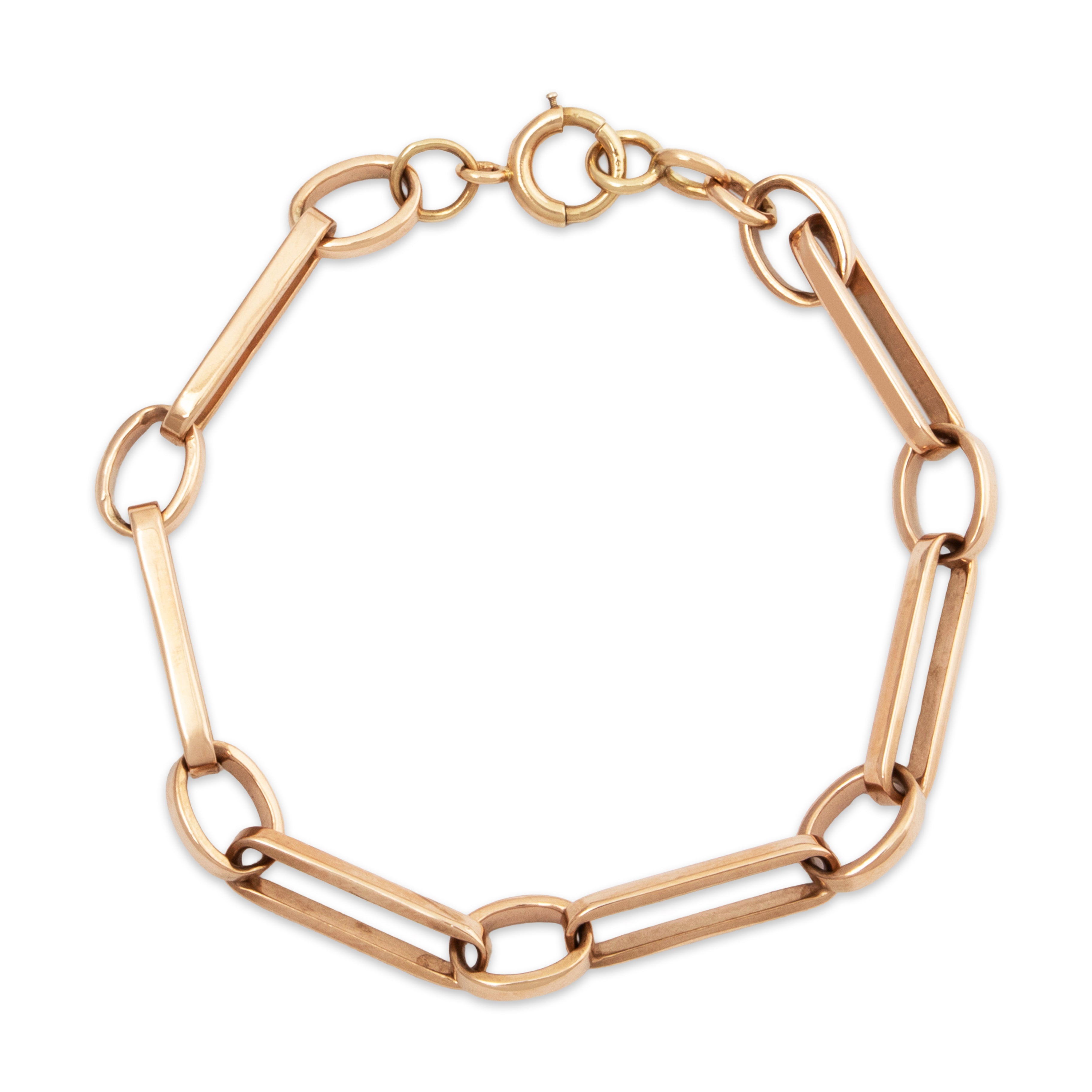 Antique 10k Rose Gold Wonderful Paperclip Link Bracelet 6.5、mySite、hinf8tx79