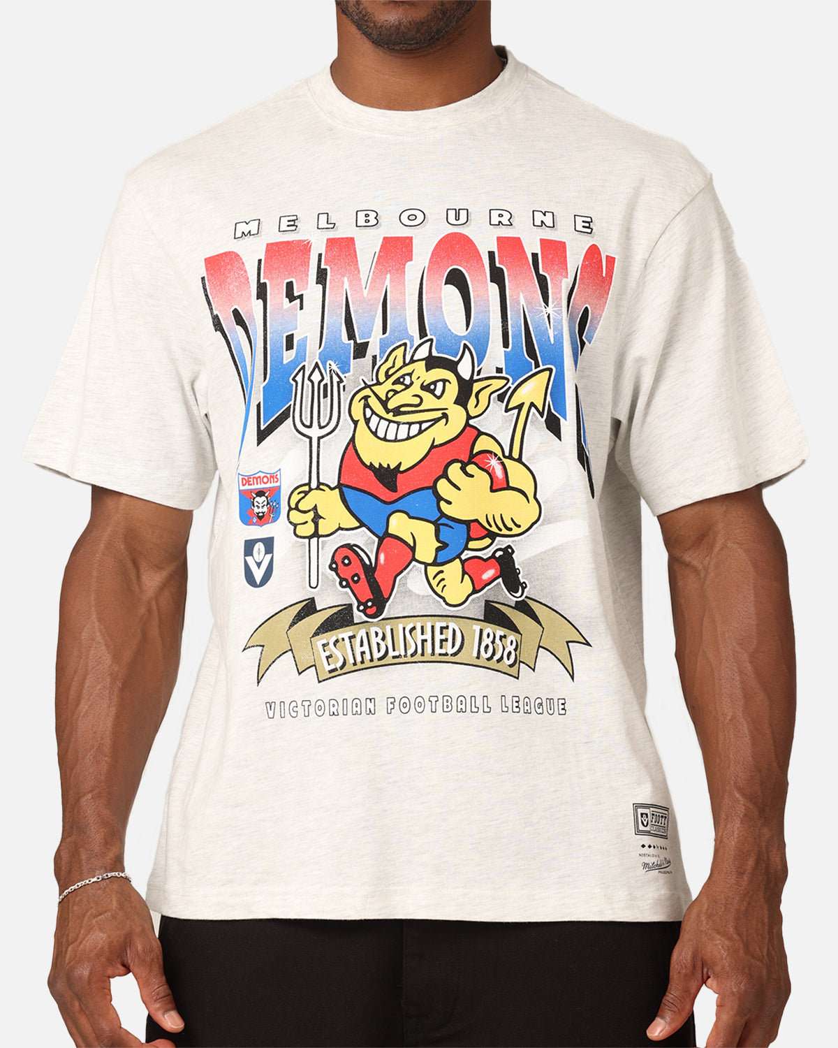 Mitchell & Ness Melbourne Demons Character T-Shirt Silver Marle、mySite、zt4zffjzw