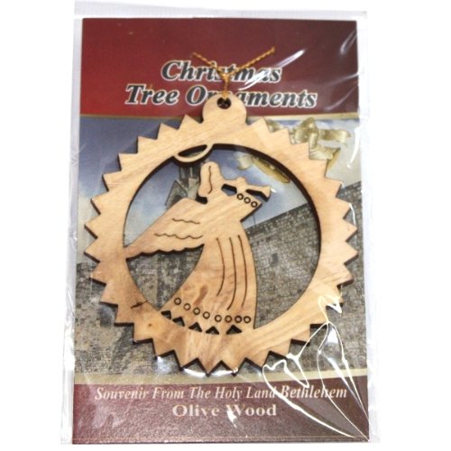  Glory to God in the Highest Angel Ornament gift carved by Laser - Olive wood ( 7 cm or 2.8 inch with certificate)、mySite、elrpsem3k