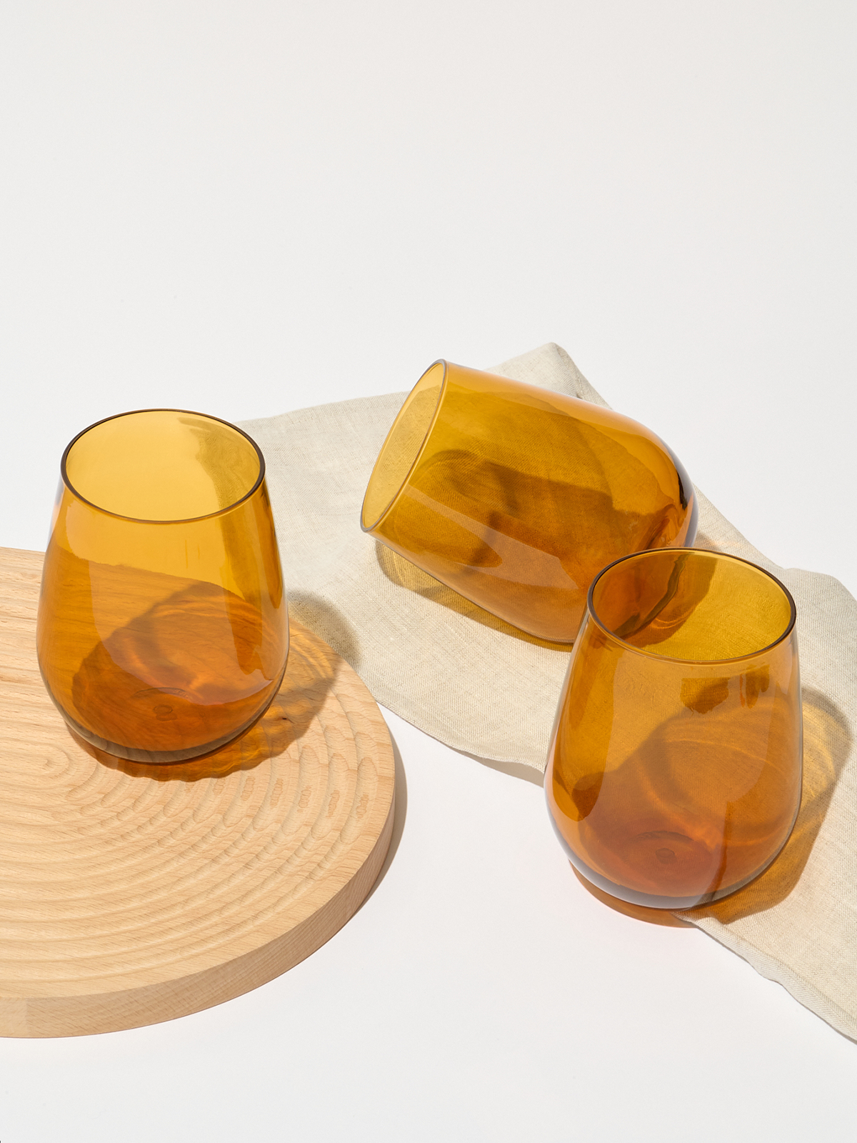 RESERVE 16oz Stemless Wine Color Series Tritan Copolyester Glass Amber、mySite、camillekostekn