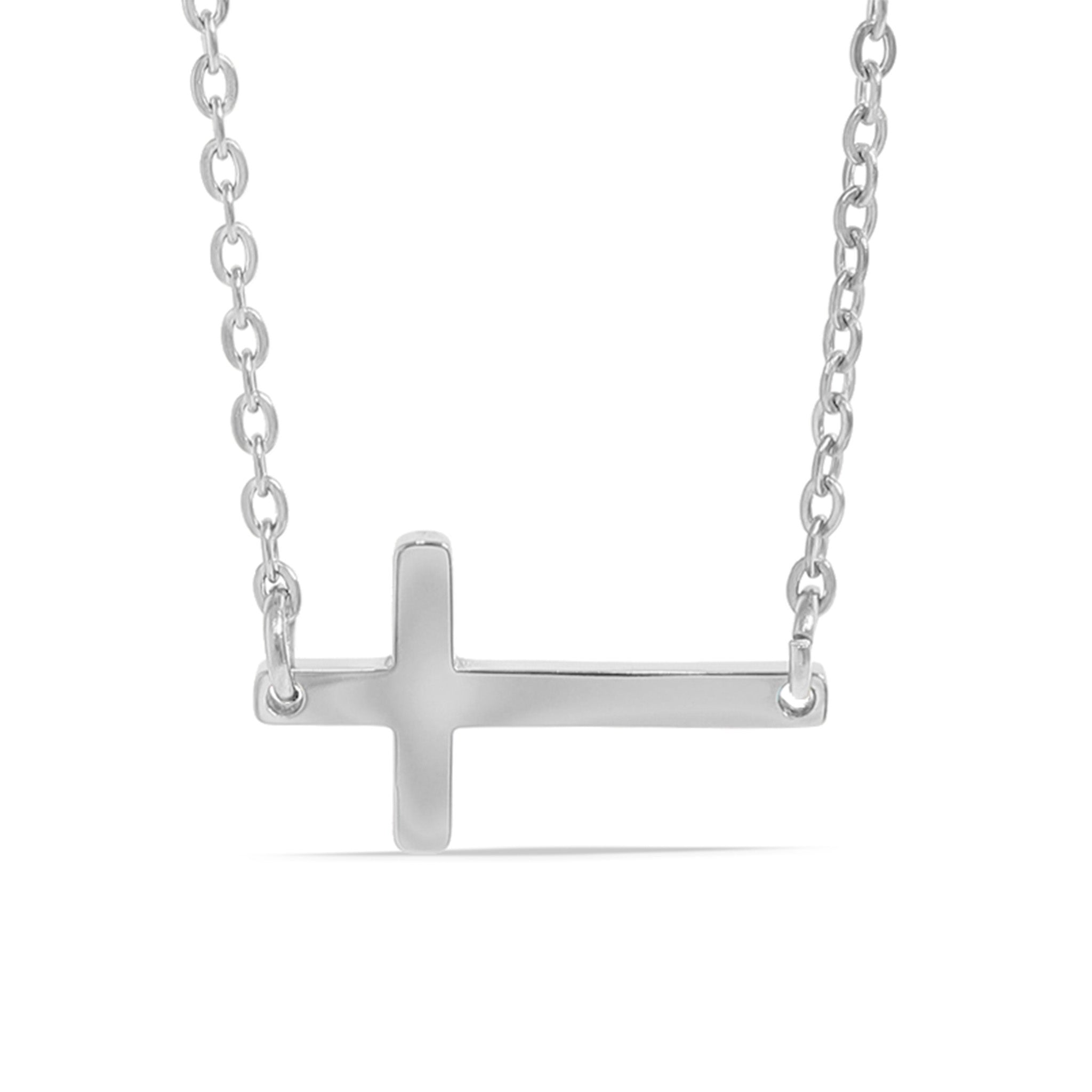 18K Gold PVD Stainless Steel Horizontal Blank Cross Necklace / SBB0285、mySite、dreamappss