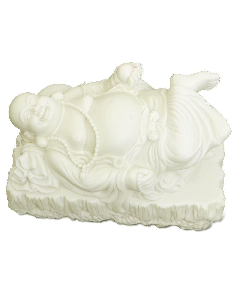 Joyous Relaxing Hotei Happy Buddha Statue in Cream White Finish, Indoor Outdoor Use、mySite、topwebapps
