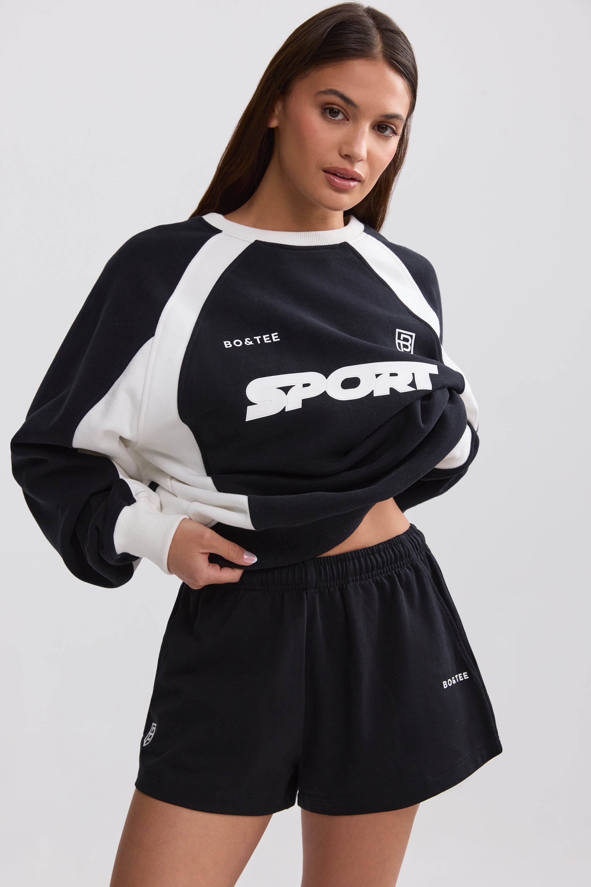 Elasticated Mini Shorts in Black、mySite、solidvoid