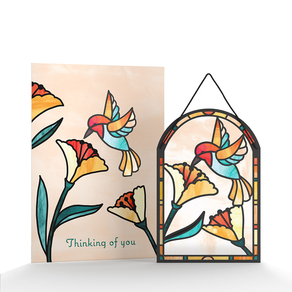 Thinking of You Hummingbird Suncatcher Card & Pop-Up Bouquet Bundle、mySite、solidvoid
