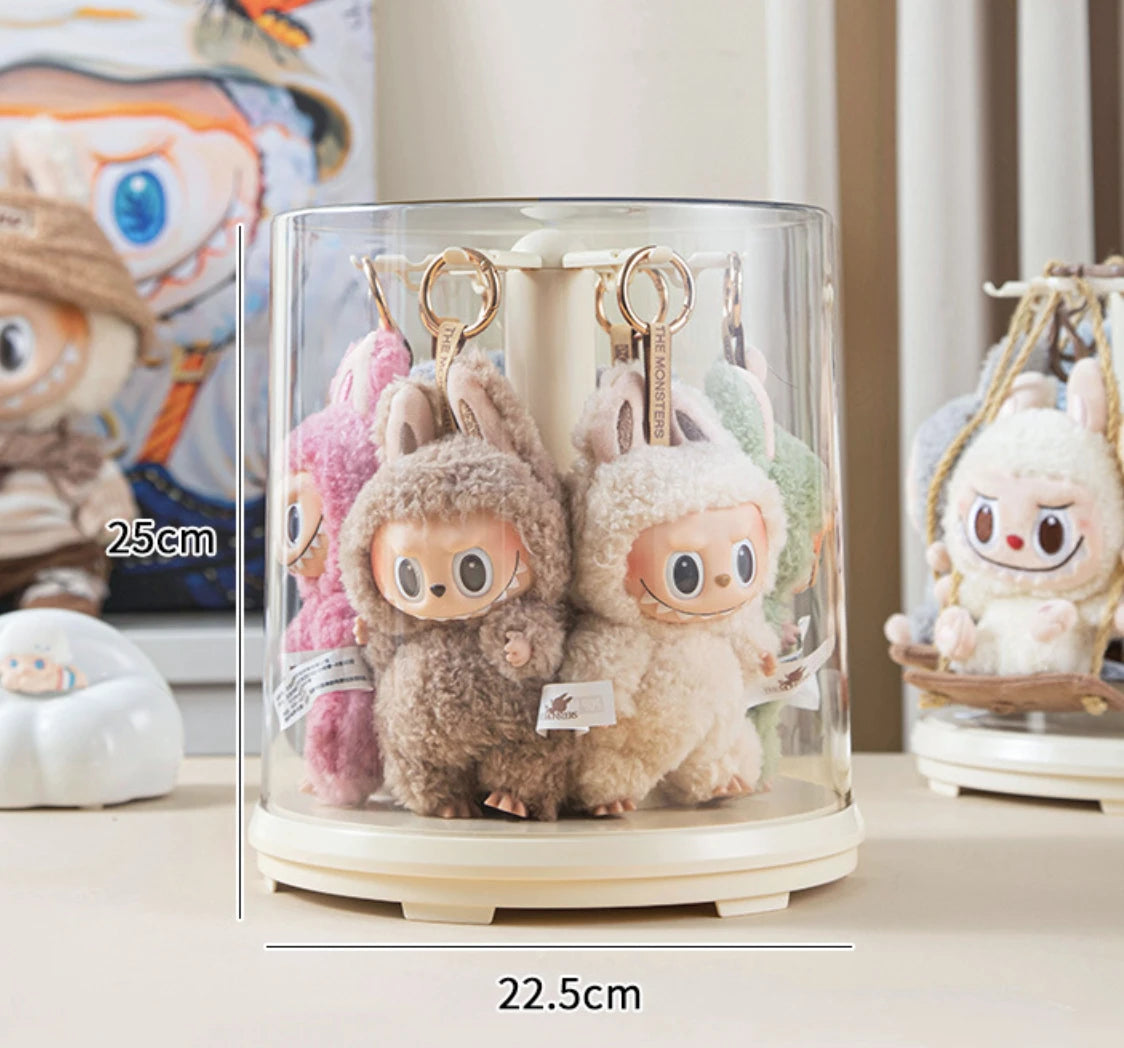  Rotating Round Transparent Display Case for Pop Mart Labubu、mySite、greenlandpopulation