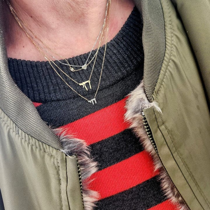 Diamond Chai Hebrew Necklace - 14k Yellow or White Gold、mySite、topwebapps