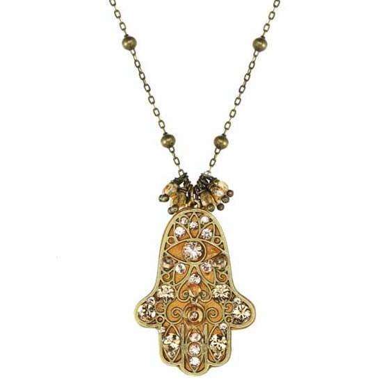 Michal Golan Gold and Crystal Hamsa Necklace、mySite、topwebapps