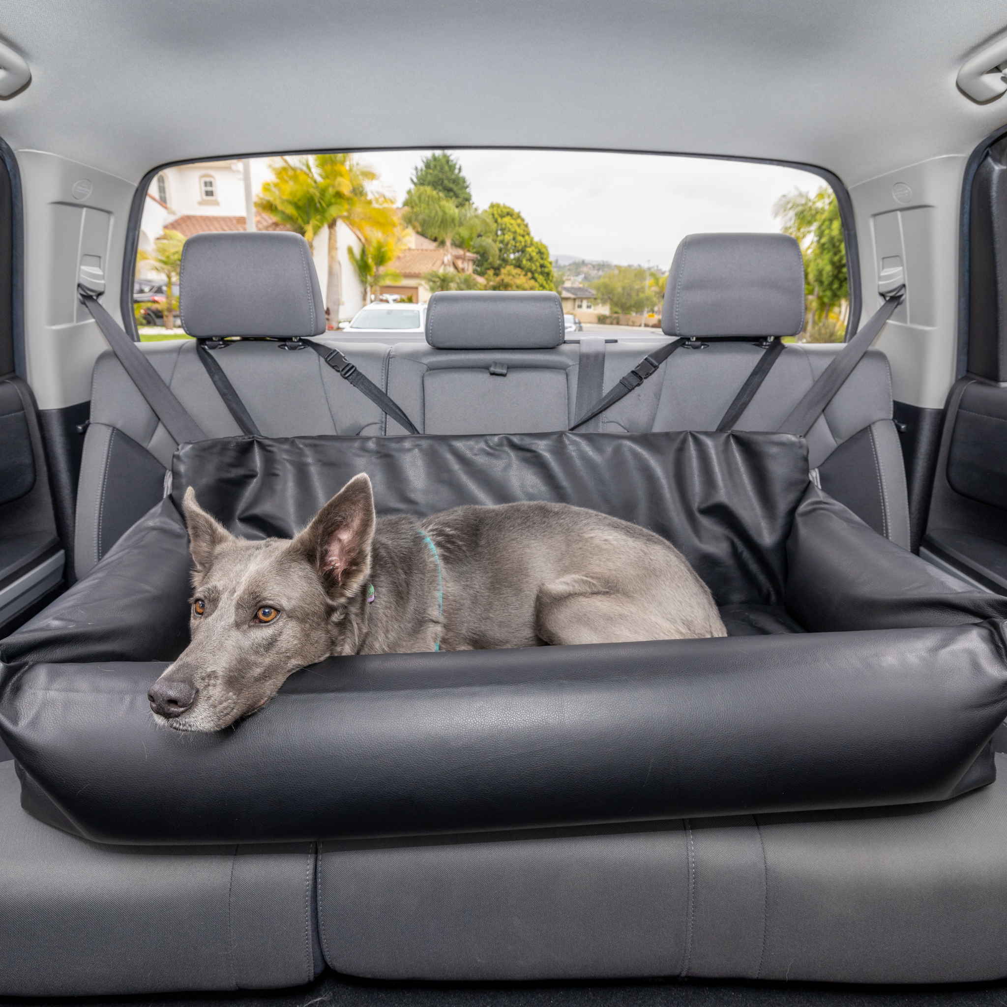 PupProtector™ Faux Leather Memory Foam Dog Car Bed - Black、mySite、solidvoid