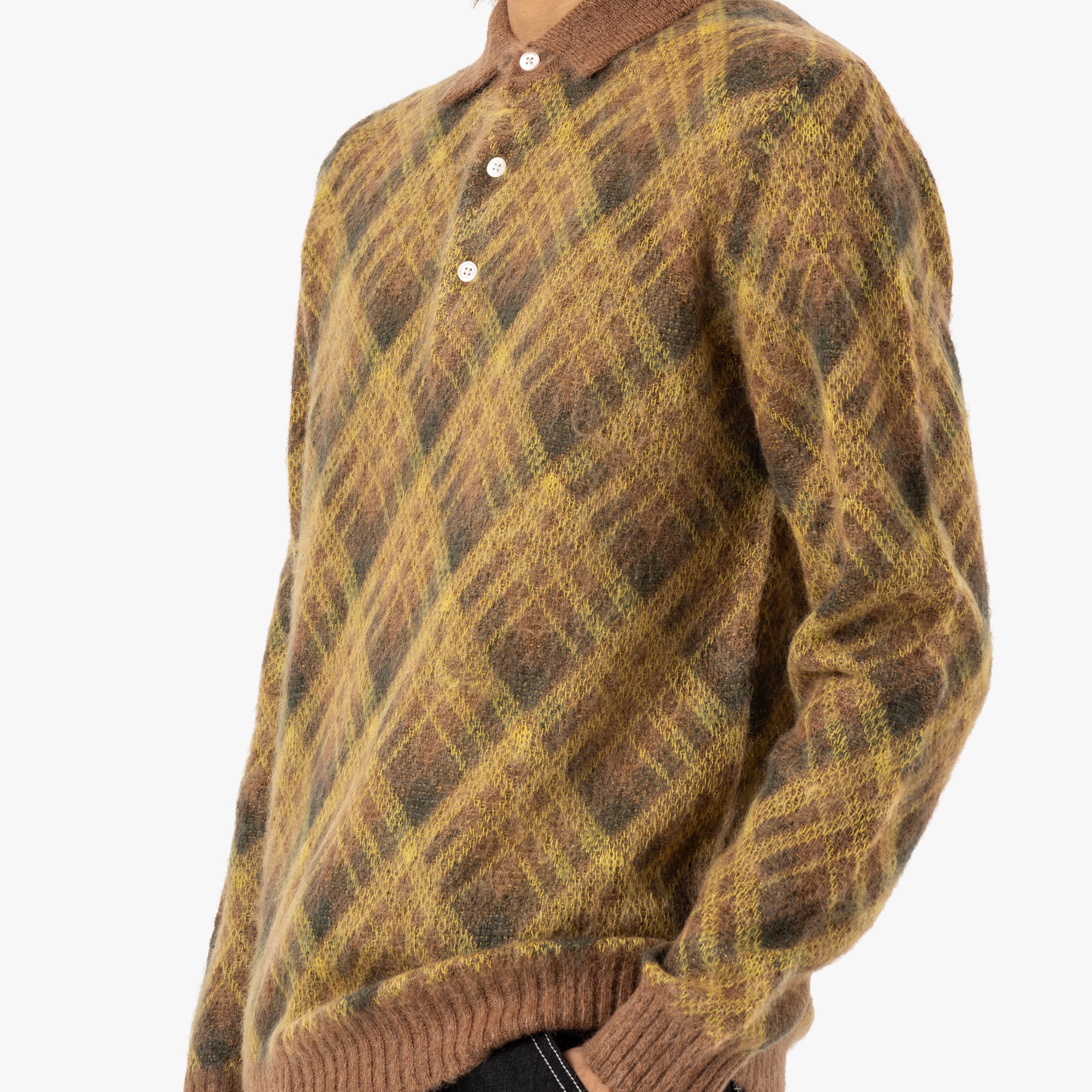  BEAMS PLUS Knit Polo Stripe / Brown、mySite、merchandisen