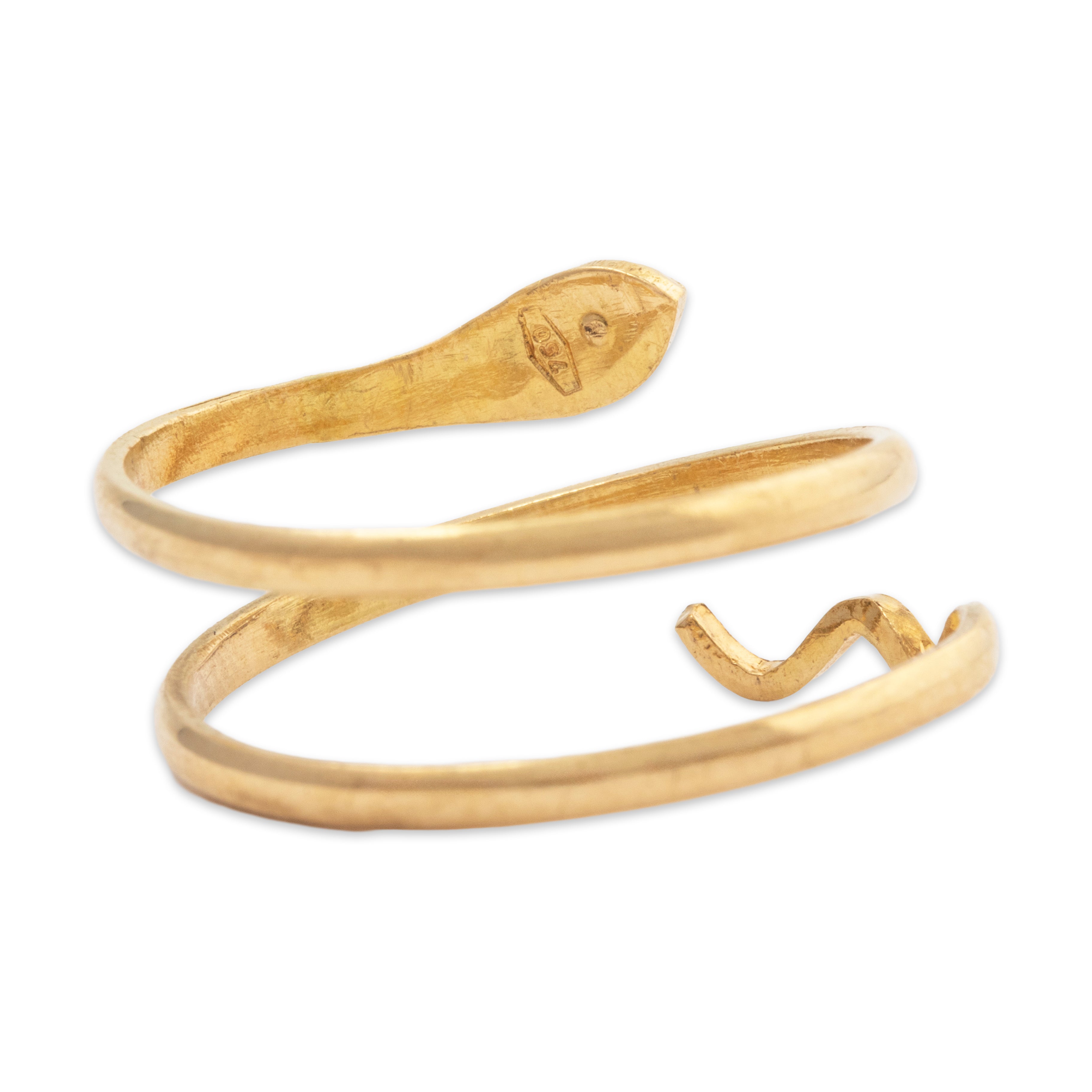 Vintage 18k Yellow Gold Diamond Snake Wrap Ring 6.5、mySite、hinf8tx79