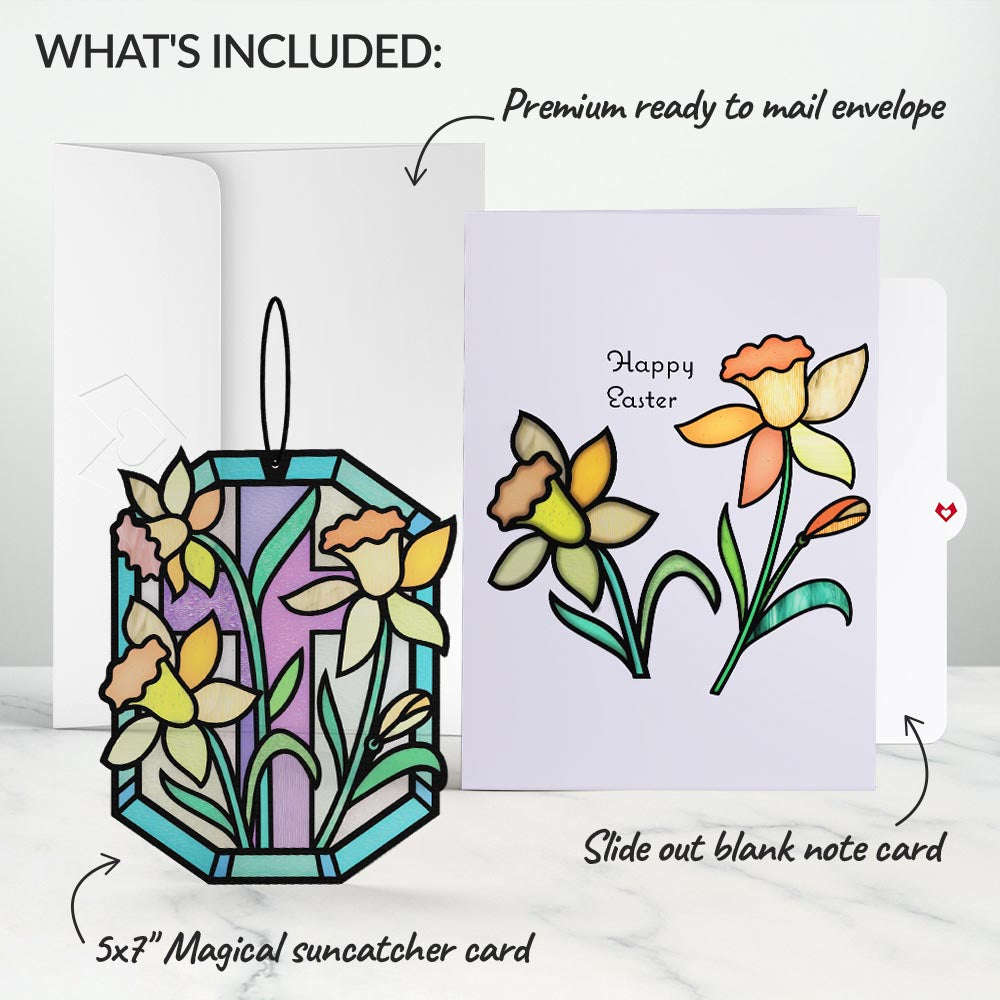 Happy Easter Daffodil Suncatcher Card、mySite、solidvoid