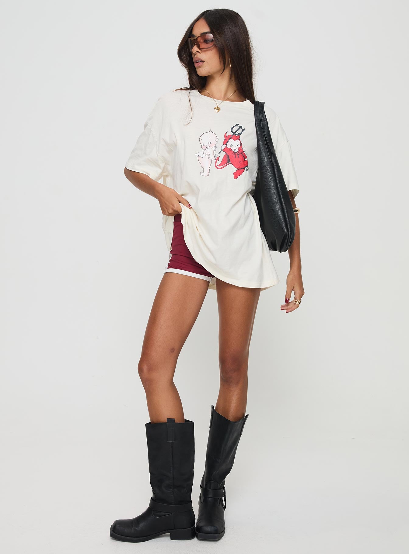 Kewpie Angel Vs Devil Oversized Tee White、mySite、solidvoid