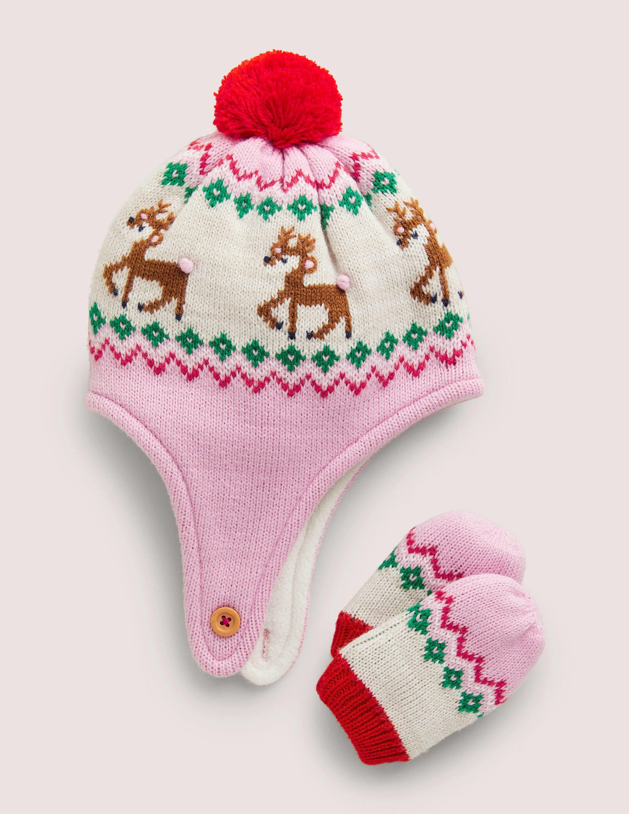  Novelty Hat and Mittens Set-Fair Isle Pink、mySite、ashleygrahame