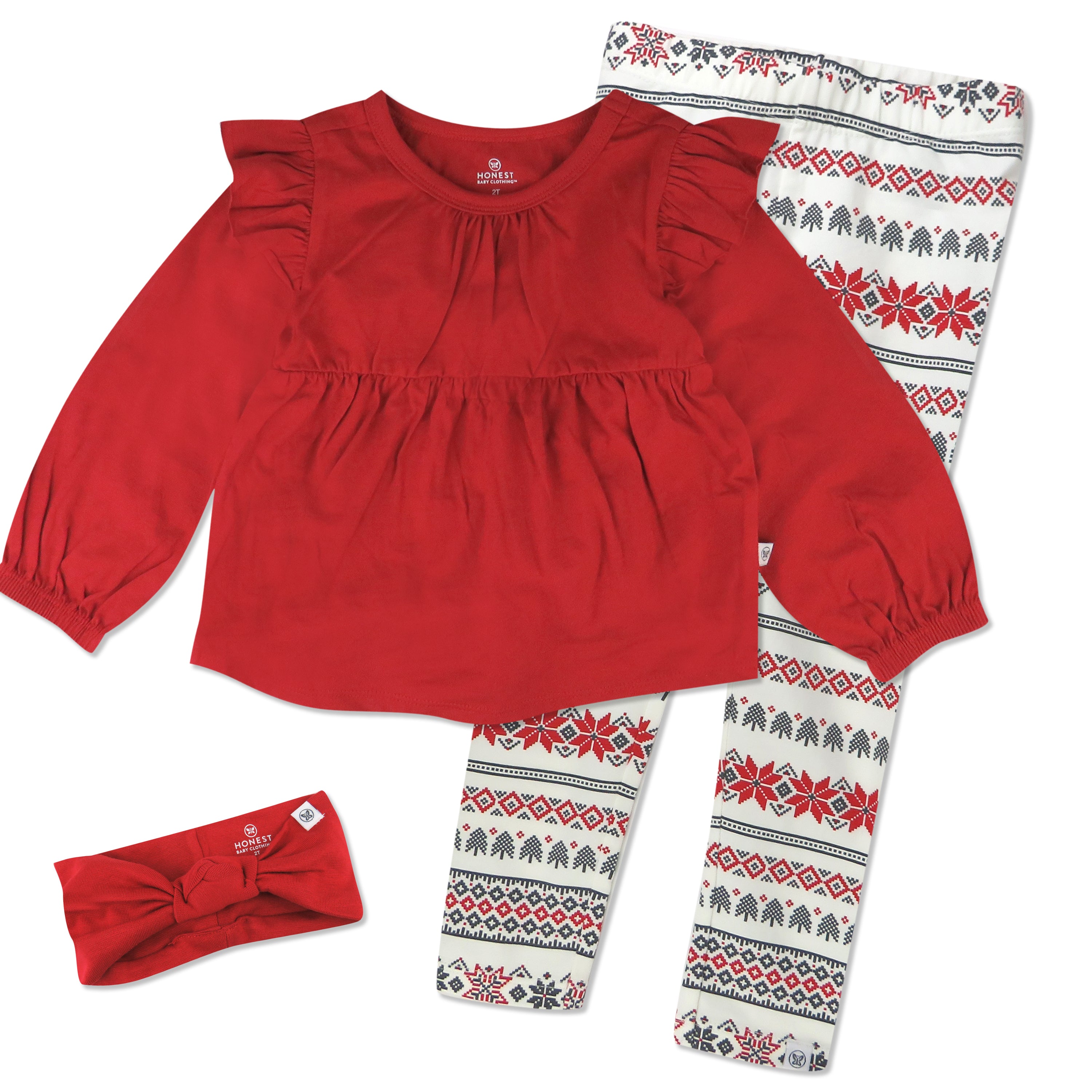  Toddler 3-Piece Ruffle Shoulder Top, Legging & Headband Set、mySite、layawaytickets