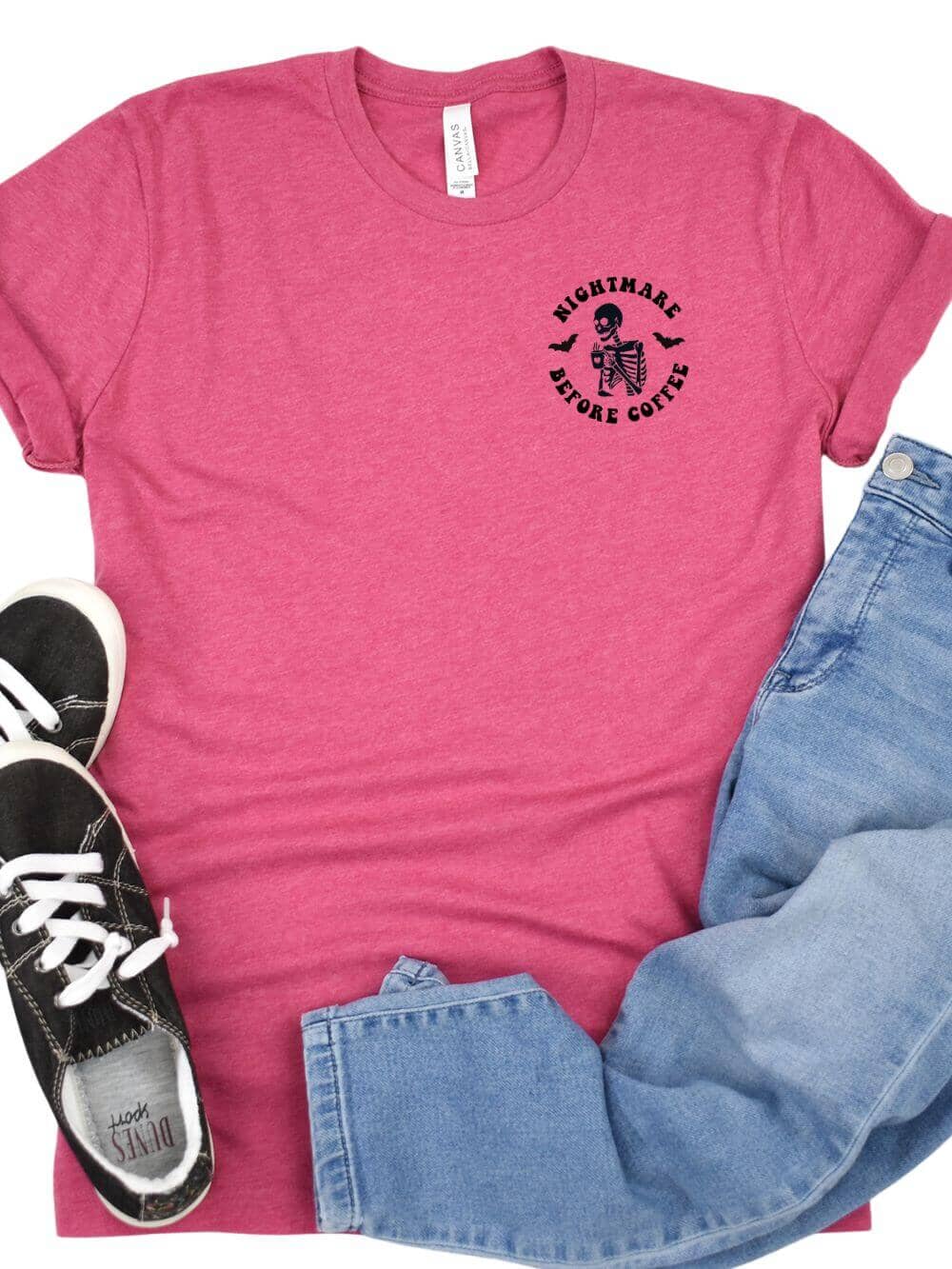 Nightmare Before Coffee Embroidered Unisex T-Shirt、mySite、camillekostekn