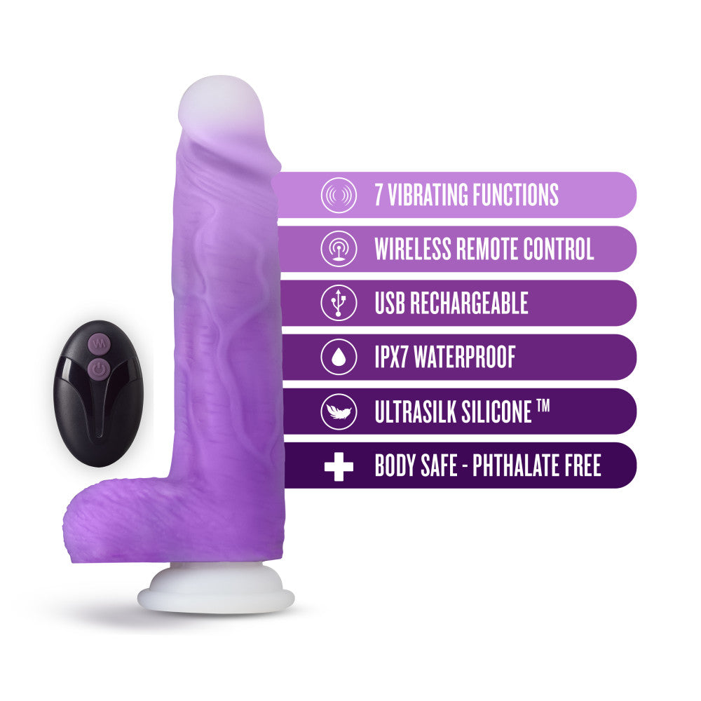 Neo Elite By Blush® | Encore Purple: 8.5-Inch Long Vibrating Dildo - Made with Purio™ Silicone & SensaFeel® Dual Density Realistic Technology、mySite、bottomscart