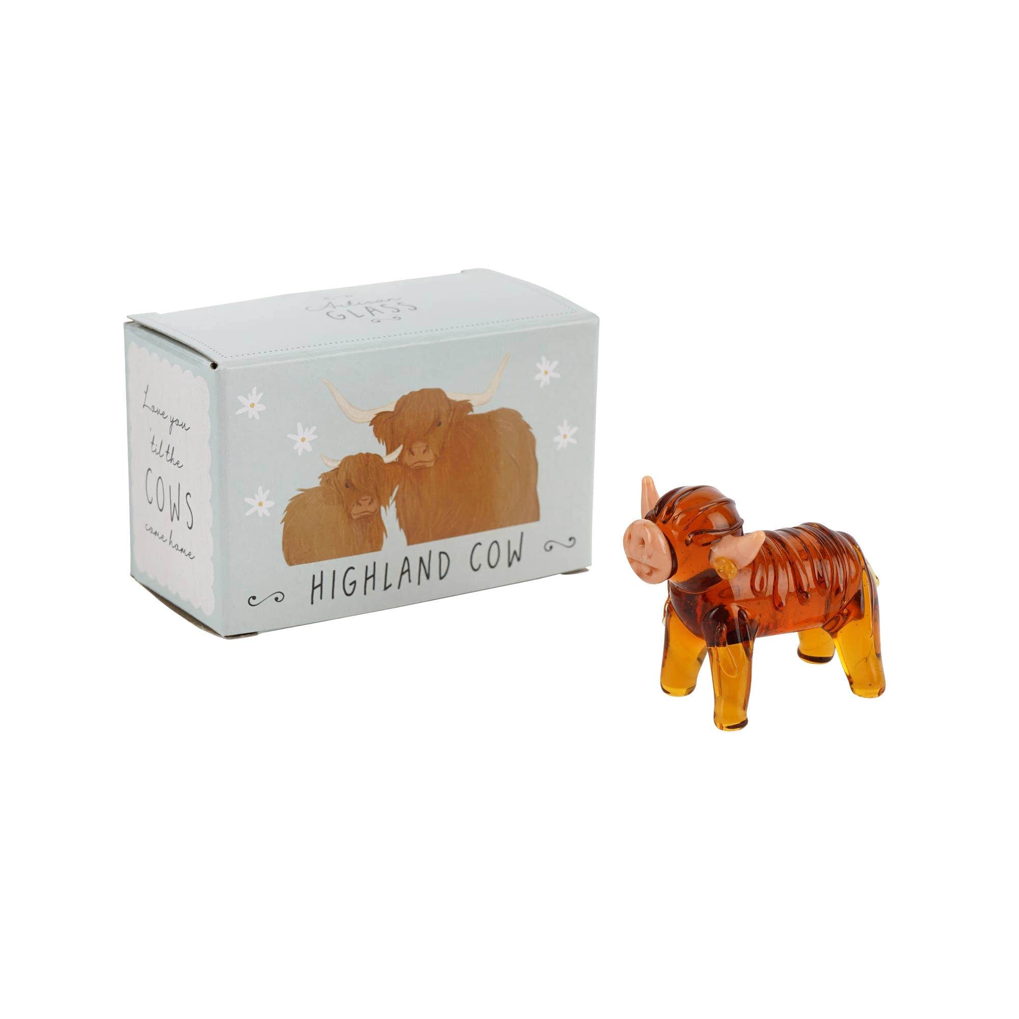 Hand Blown Glass Highland Cow Ornament in Gift Box、mySite、g9winljtr