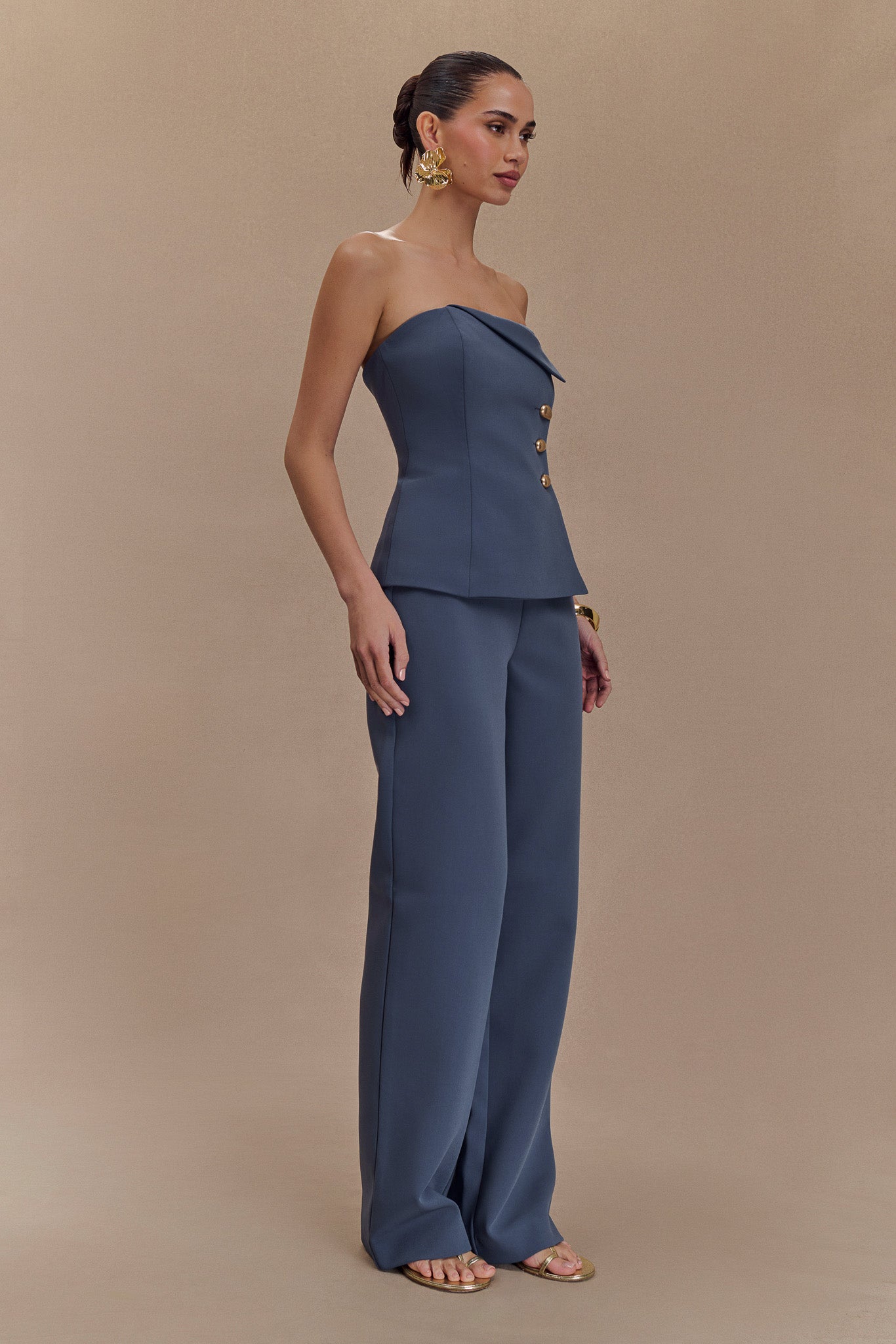 Lindie Straight Leg Suiting Pants - Steel、mySite、solidvoid