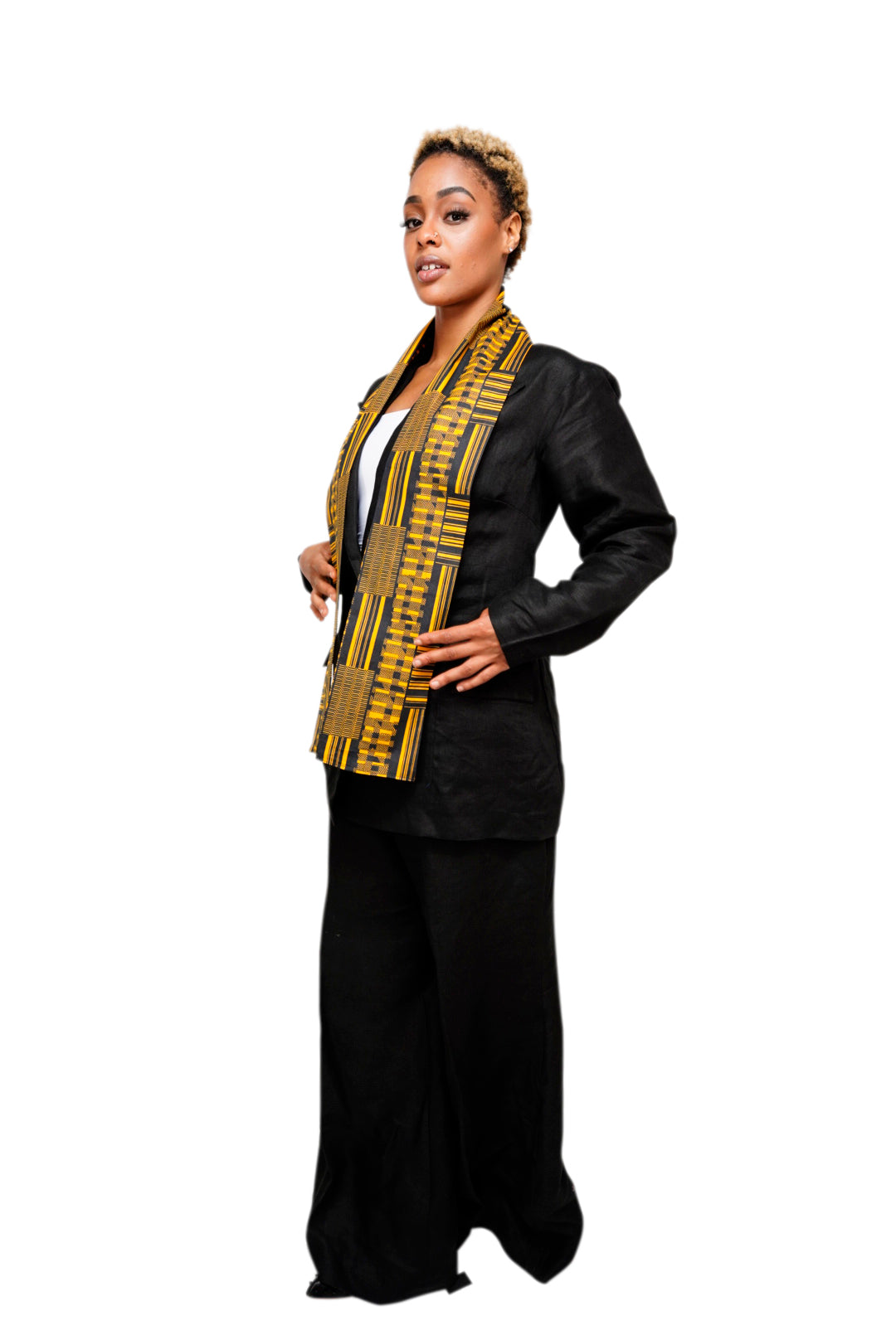 Dupsie's Nansa Black and Gold African Print Kente Sash DP4091S、mySite、solidvoid