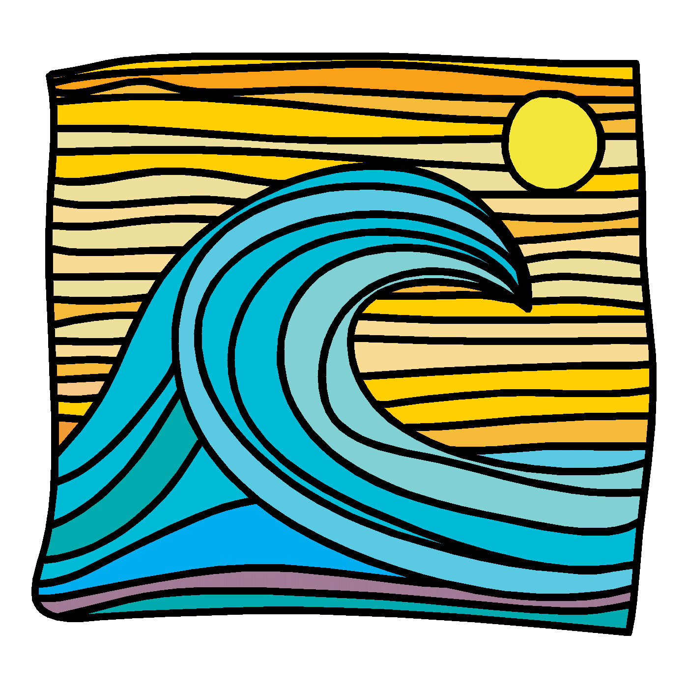  Blue Waves & Sun Vinyl Sticker Decal、mySite、ghnorth