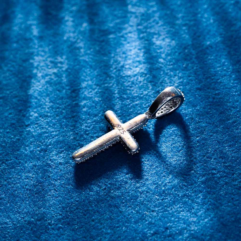 Moissanite 2-Row Cross Pendant 14K Gold、mySite、hinf8tx79