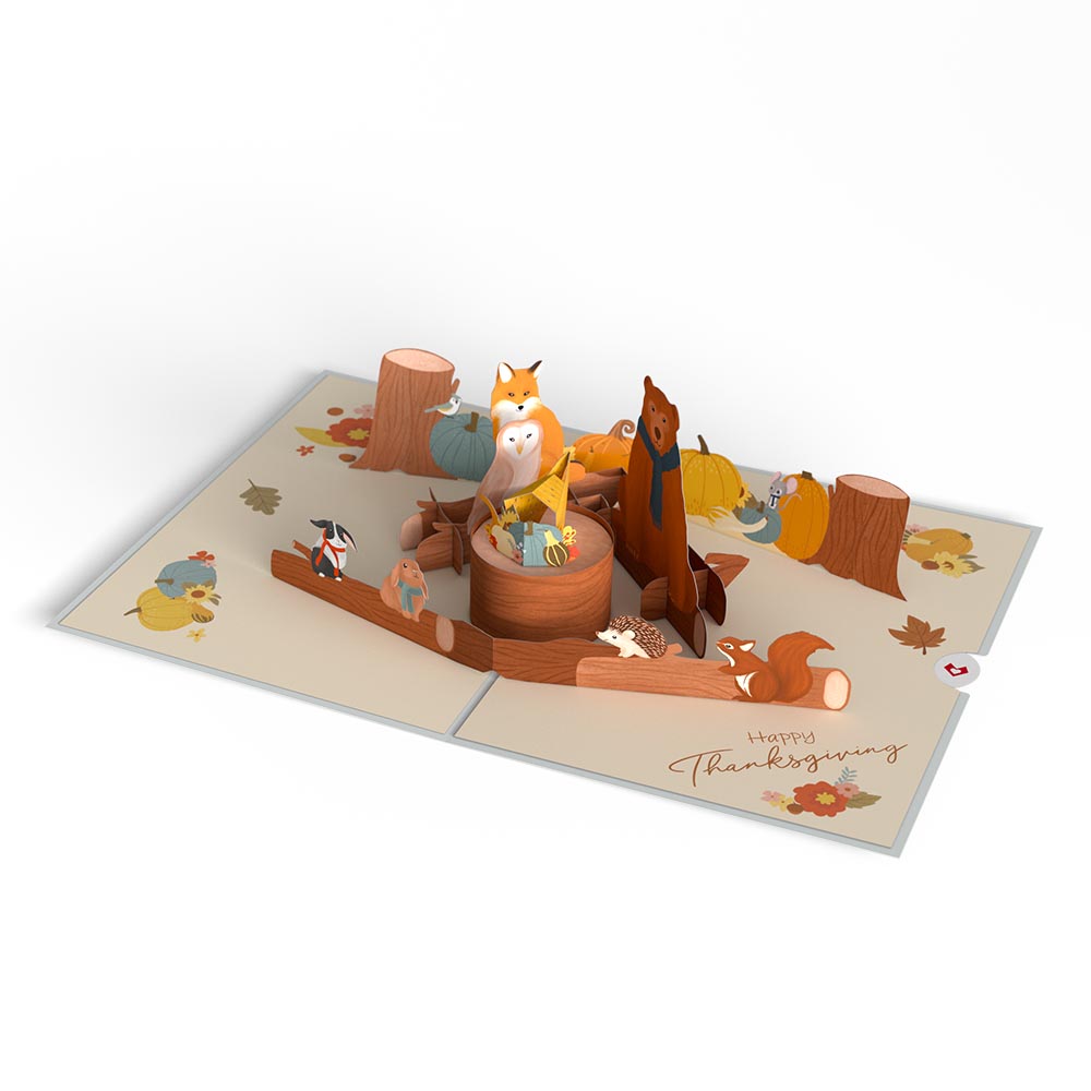 Woodland Harvest Thanksgiving Animals Pop-Up Card、mySite、solidvoid