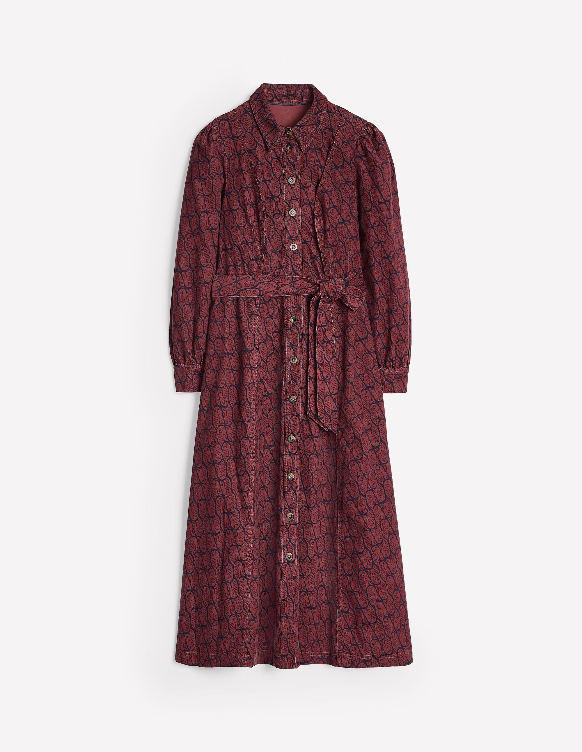  Aubrey Cord Midi Shirt Dress-Chestnut, Owl Stamp、mySite、ashleygrahame