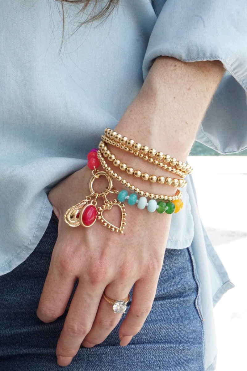 Lucy Gemstone Beaded Charm Bracelet Base in Rainbow Multi、mySite、hinf8tx79