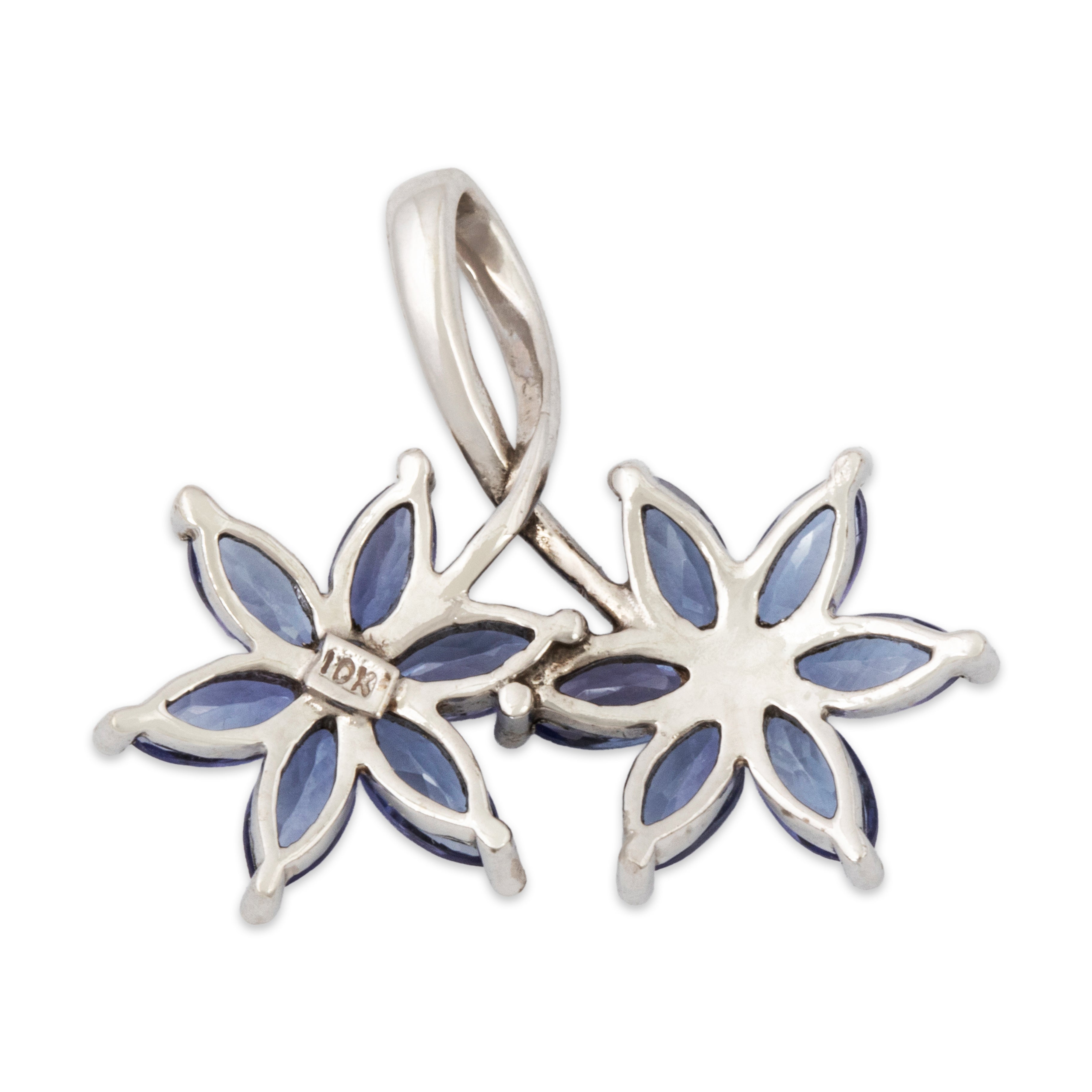 Vintage 10k White Gold 1.4cttw Tanzanite Twin Asters Pendant、mySite、hinf8tx79