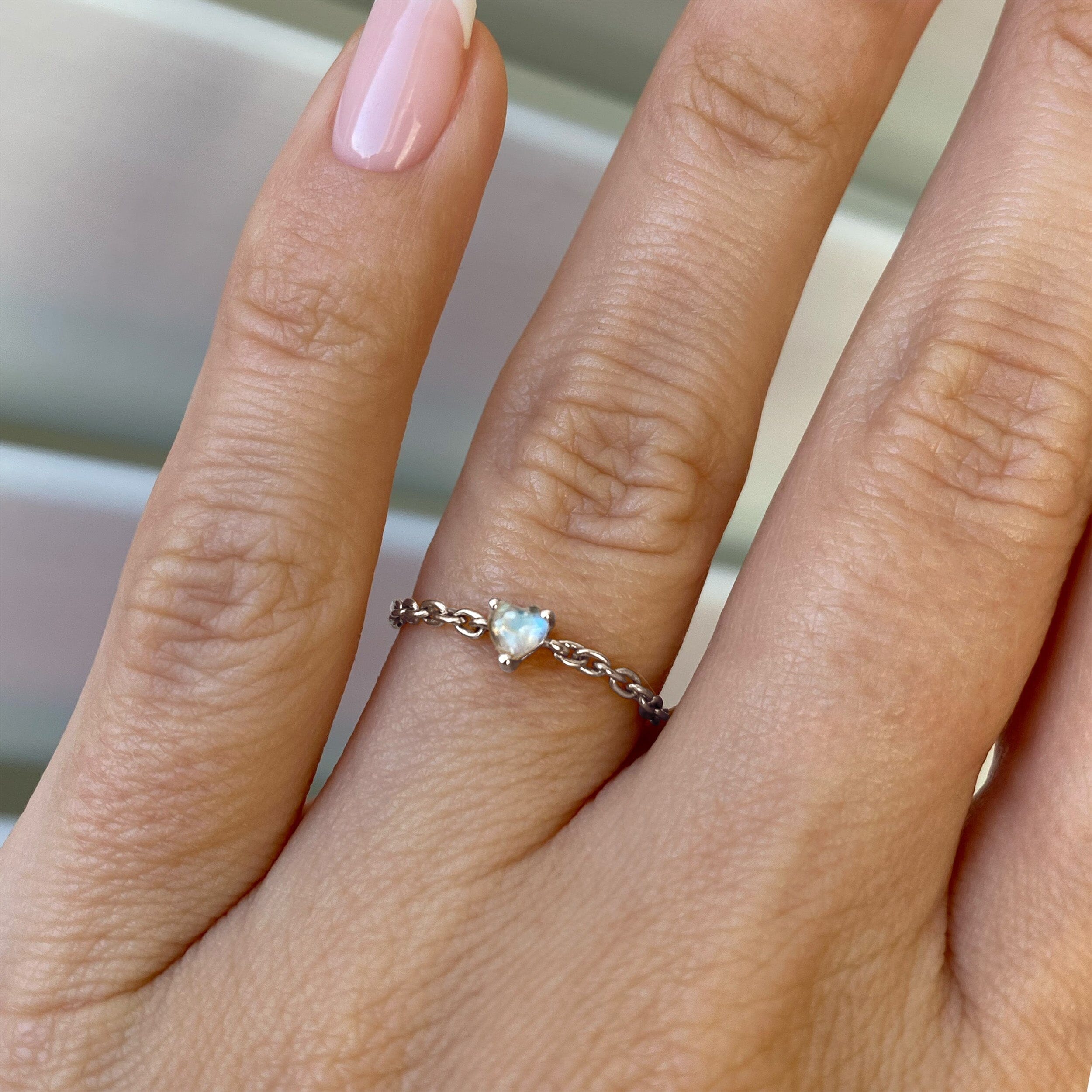 Moonstone Adjustable Chain Ring - Love、mySite、hinf8tx79