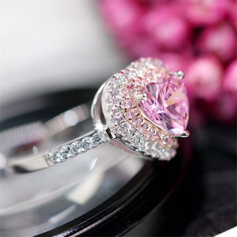Pink CZ Heart Ring size 6 925 Sterling Silver、mySite、g9winljtr