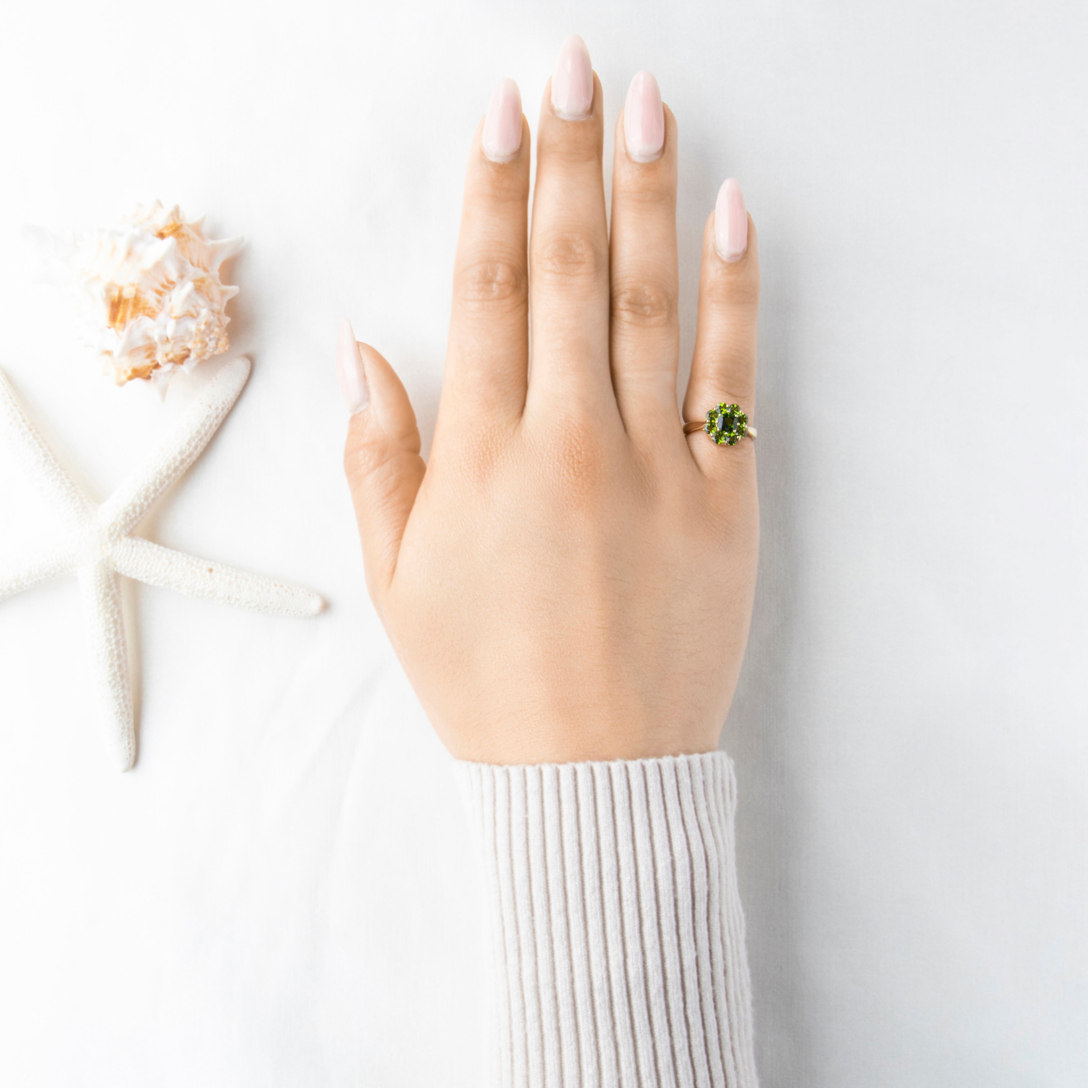 Vintage 10k Yellow Gold 1cttw Peridot Lovely Floriform Halo Ring 5.00、mySite、hinf8tx79