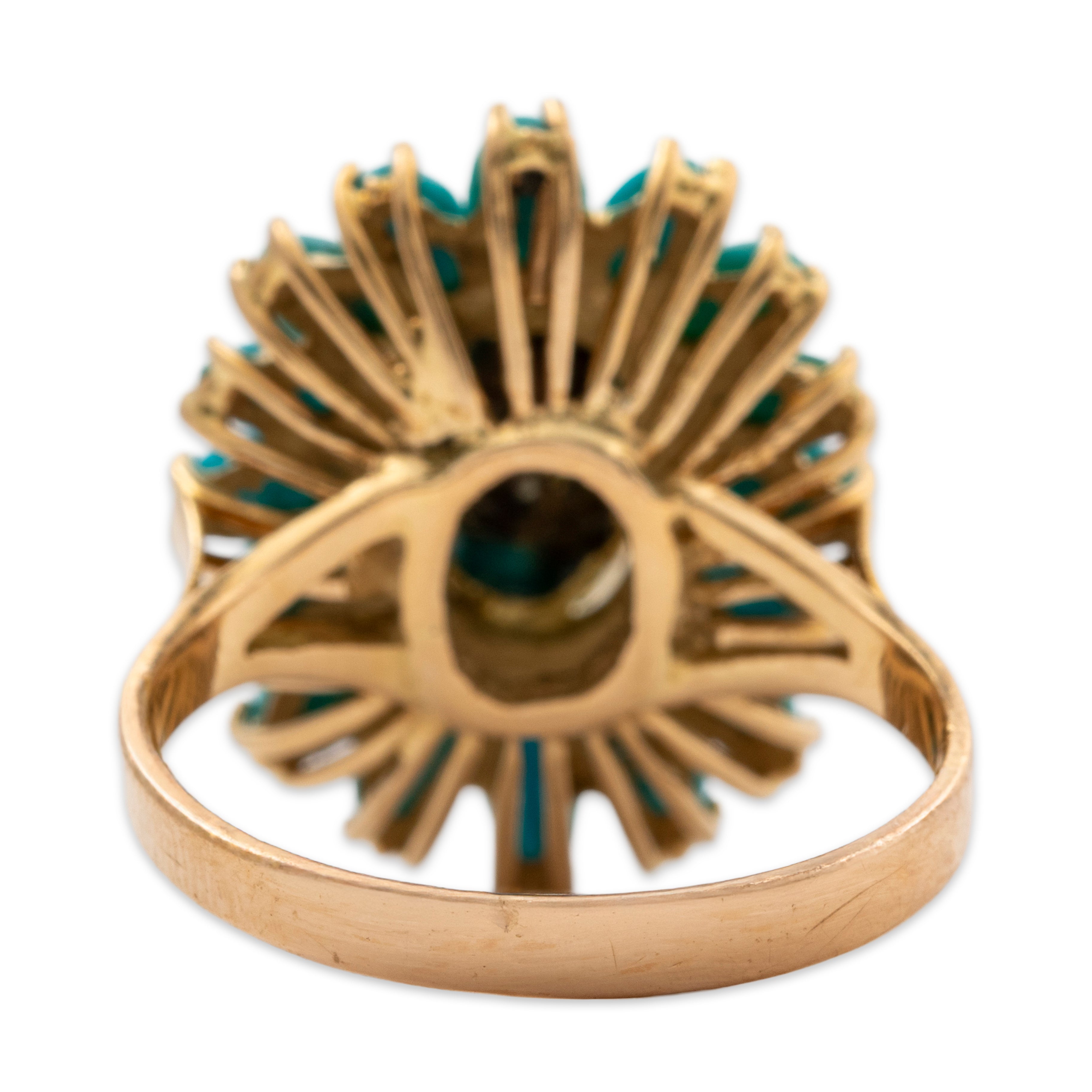 Vintage 18k Yellow Gold 4.68cttw Turquoise Halo Ring 6、mySite、hinf8tx79