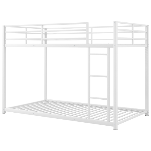 Full over Full Metal Bunk Bed, Low Bunk Bed with Ladder, Black(Old SKU:MF197034AAB)、、casual