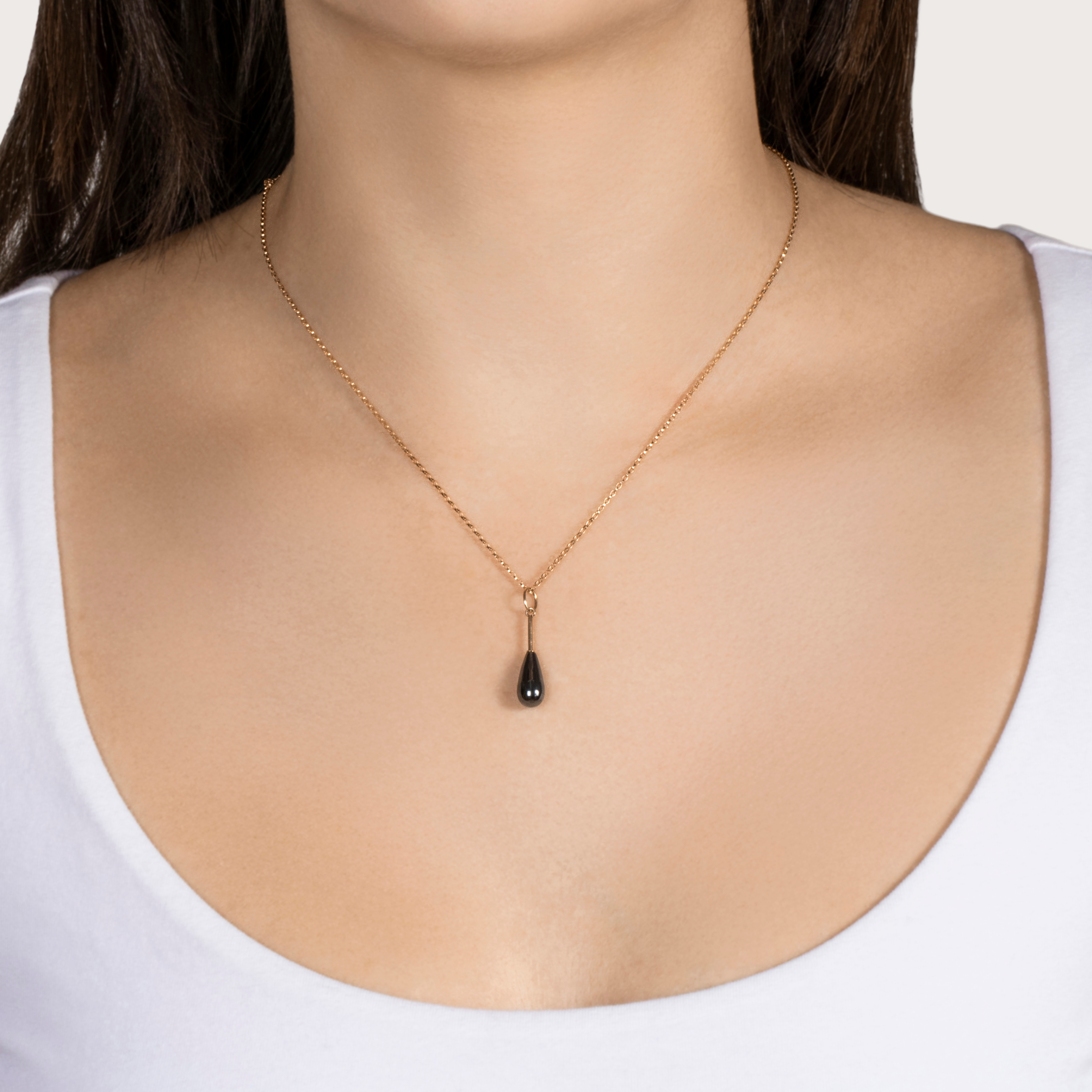 Antique Art Deco 14k Yellow Gold Hematite Teardrop Pendant、mySite、hinf8tx79