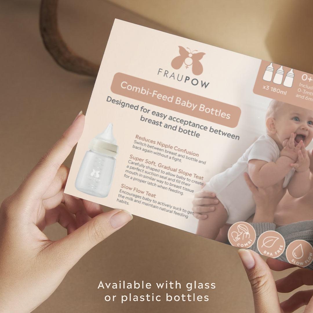  Fraupow Combi-Feed Glass Baby Bottles | Pack of 3、mySite、merchandisen
