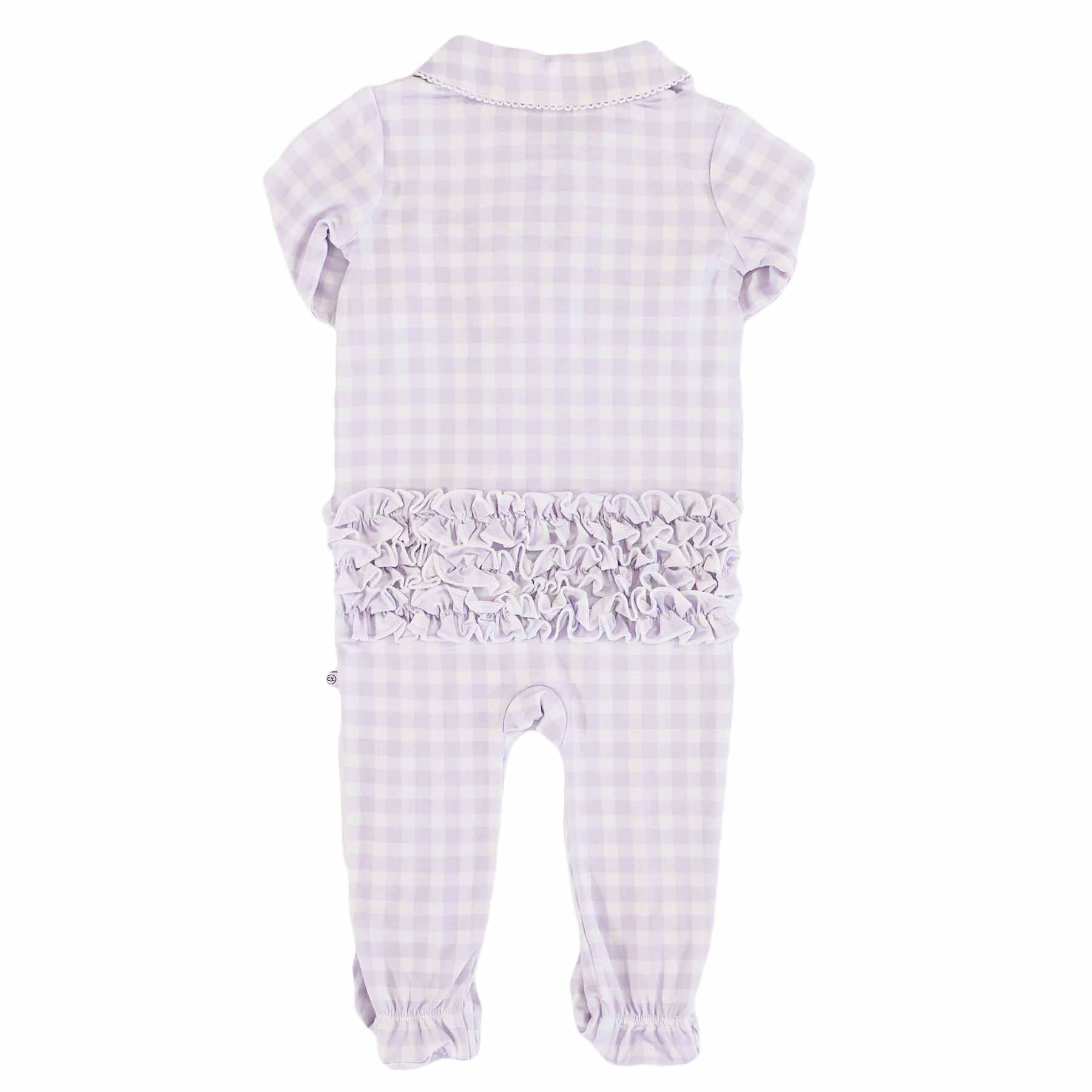  Peter Pan Collar Ruffle Zipper Footie | Lilac Gingham、mySite、layawaytickets