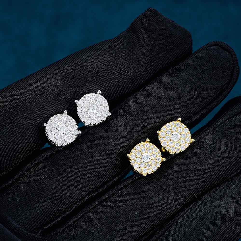 10MM Moissanite Cluster Stud Earrings 14K Gold、mySite、hinf8tx79