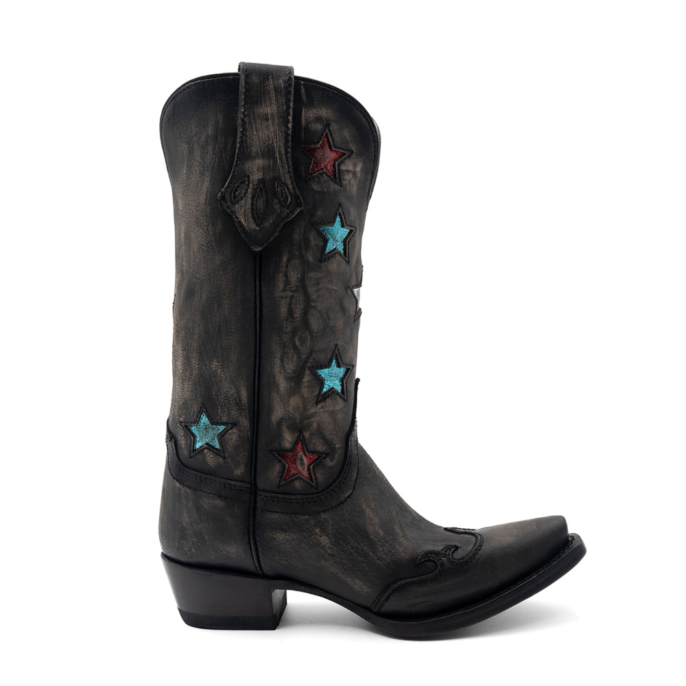 Estrella Overlay Snip Toe Pull On Cowboy Boots、mySite、gtrtttuynbv